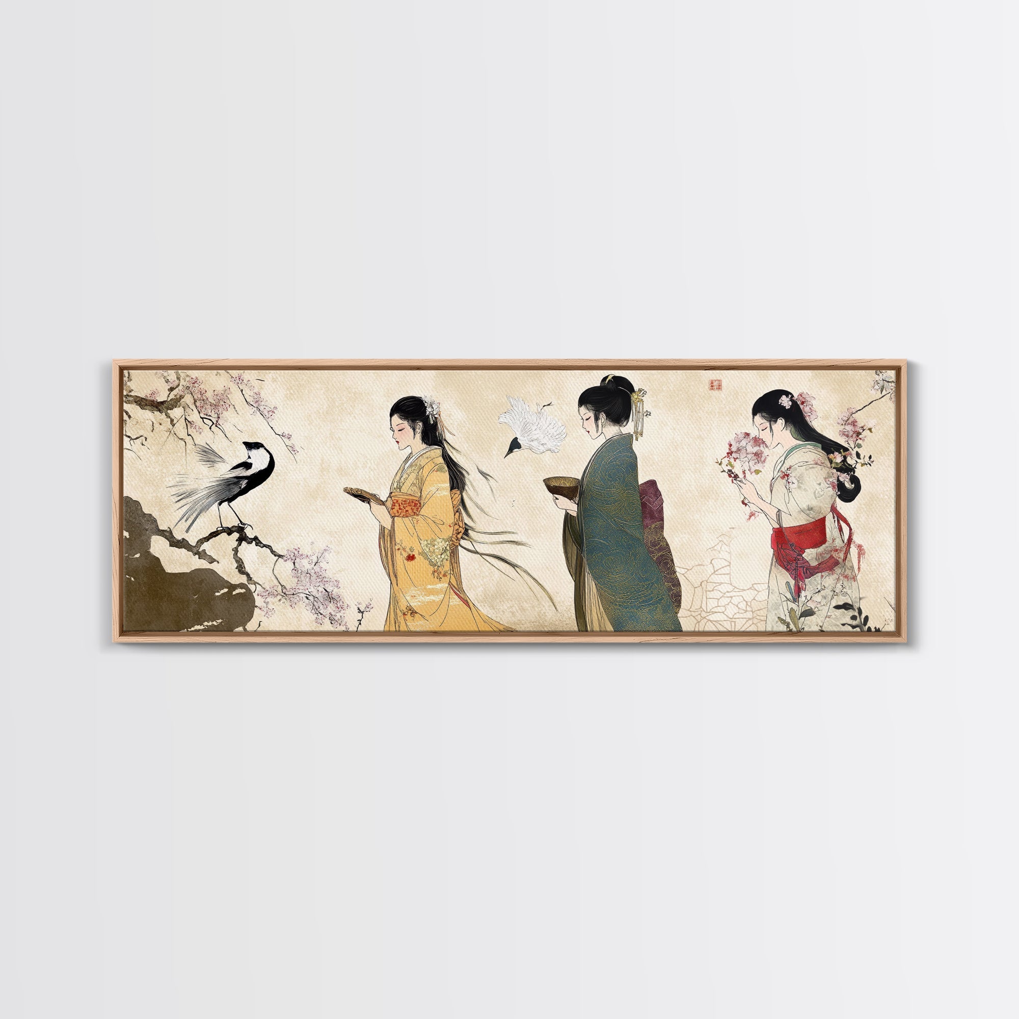Cherry Blossom Canvas Print Chinoiserie Wall Art Japanese Minimalist Art Botanical Prints Rustic Artwork Guest Room Decor