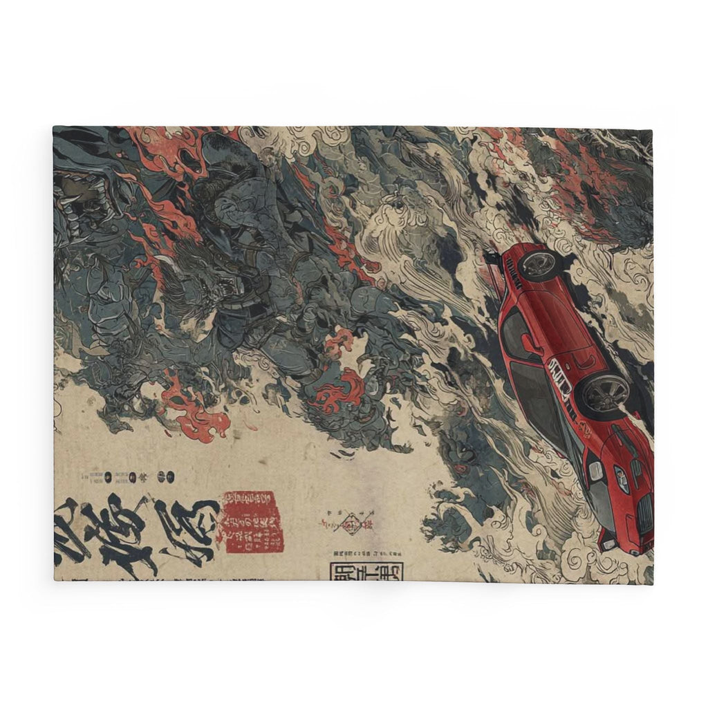 Japanese Art Car Arctic Fleece Blanket, Cozy Throw Blanket, Automotive Decor, Car Lover Gift, Comfortable Bedding, Unique Home Decor