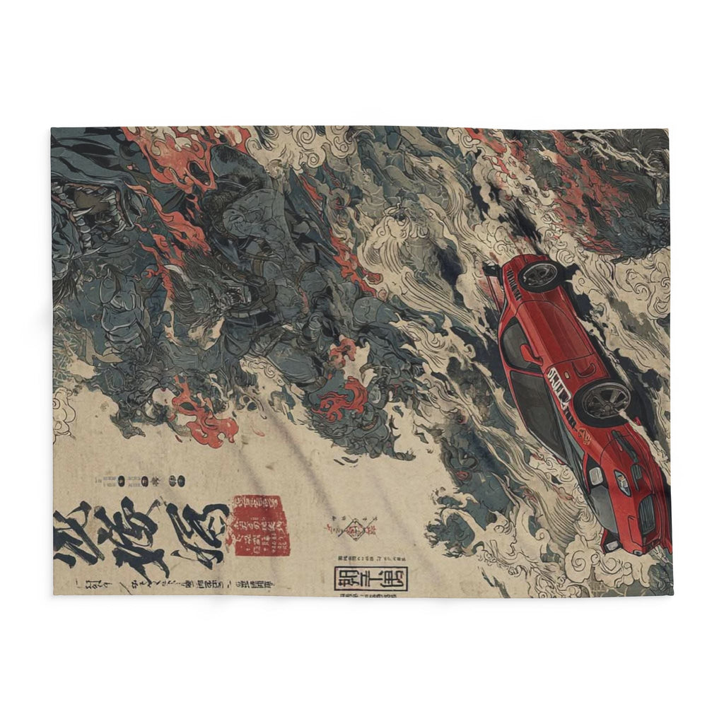 Japanese Art Car Arctic Fleece Blanket, Cozy Throw Blanket, Automotive Decor, Car Lover Gift, Comfortable Bedding, Unique Home Decor
