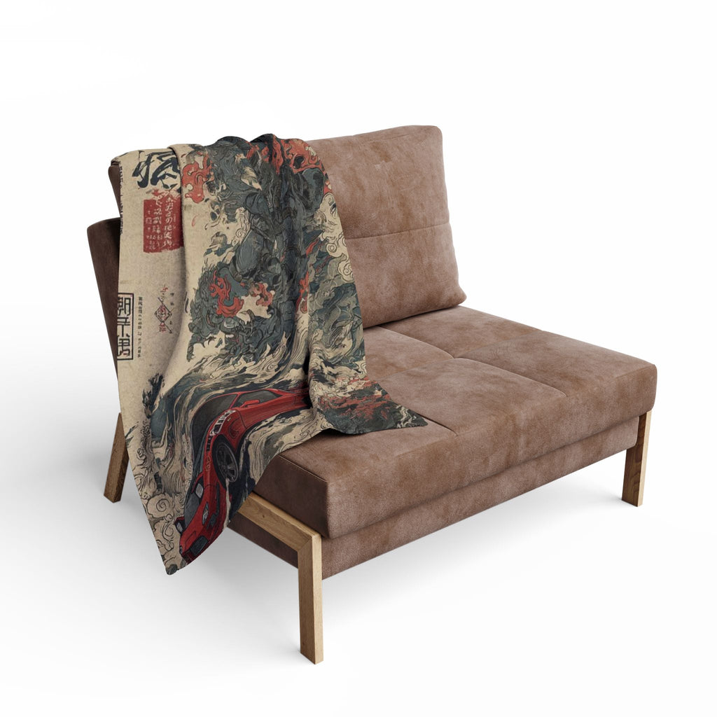 Japanese Art Car Arctic Fleece Blanket, Cozy Throw Blanket, Automotive Decor, Car Lover Gift, Comfortable Bedding, Unique Home Decor