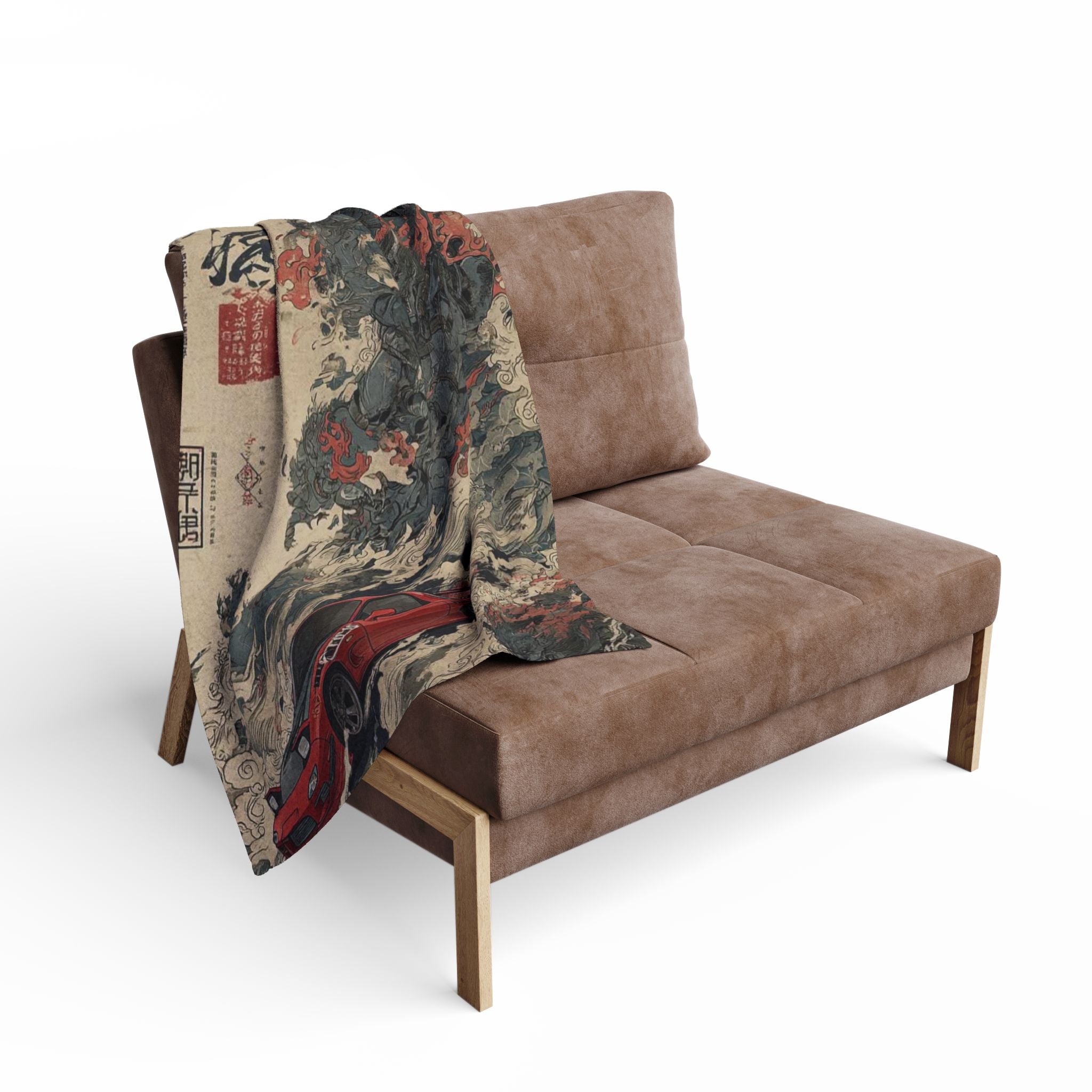 Japanese Art Car Arctic Fleece Blanket, Cozy Throw Blanket, Automotive Decor, Car Lover Gift, Comfortable Bedding, Unique Home Decor