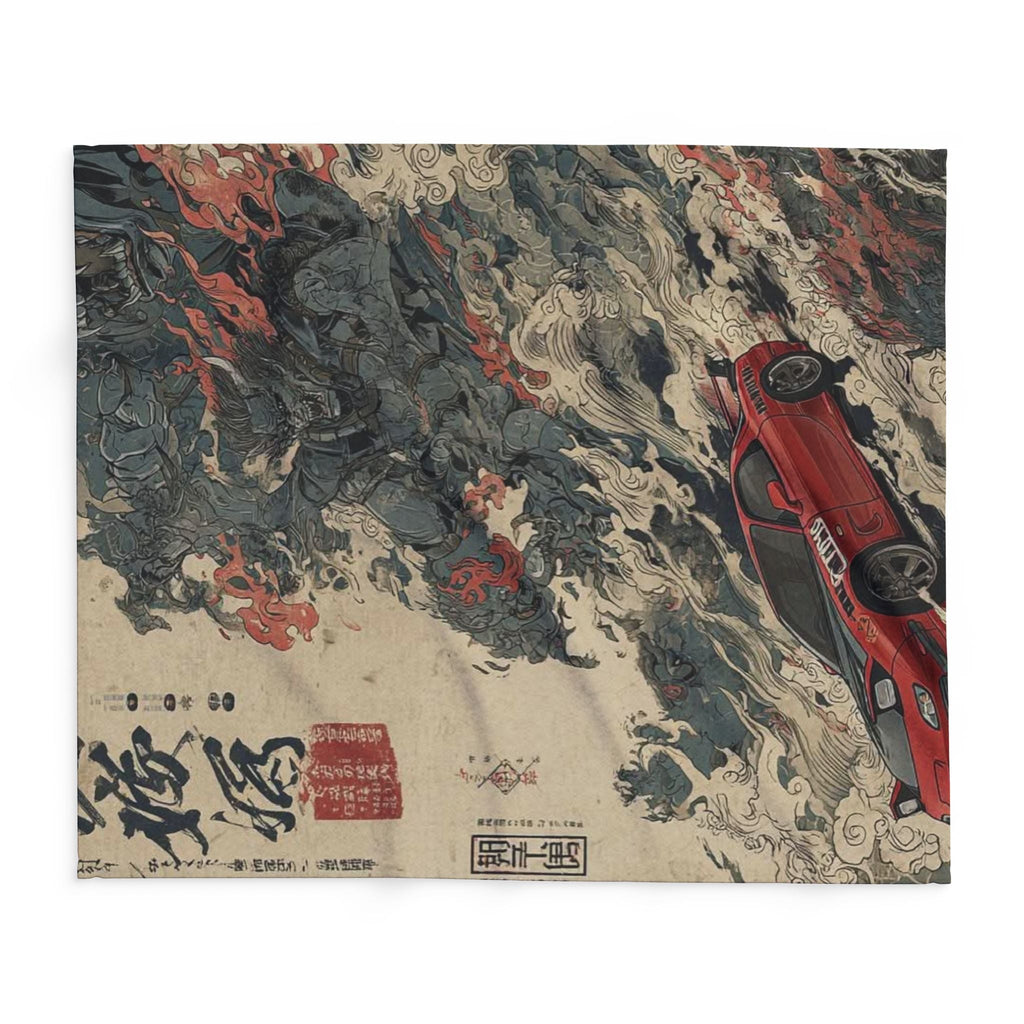 Japanese Art Car Arctic Fleece Blanket, Cozy Throw Blanket, Automotive Decor, Car Lover Gift, Comfortable Bedding, Unique Home Decor