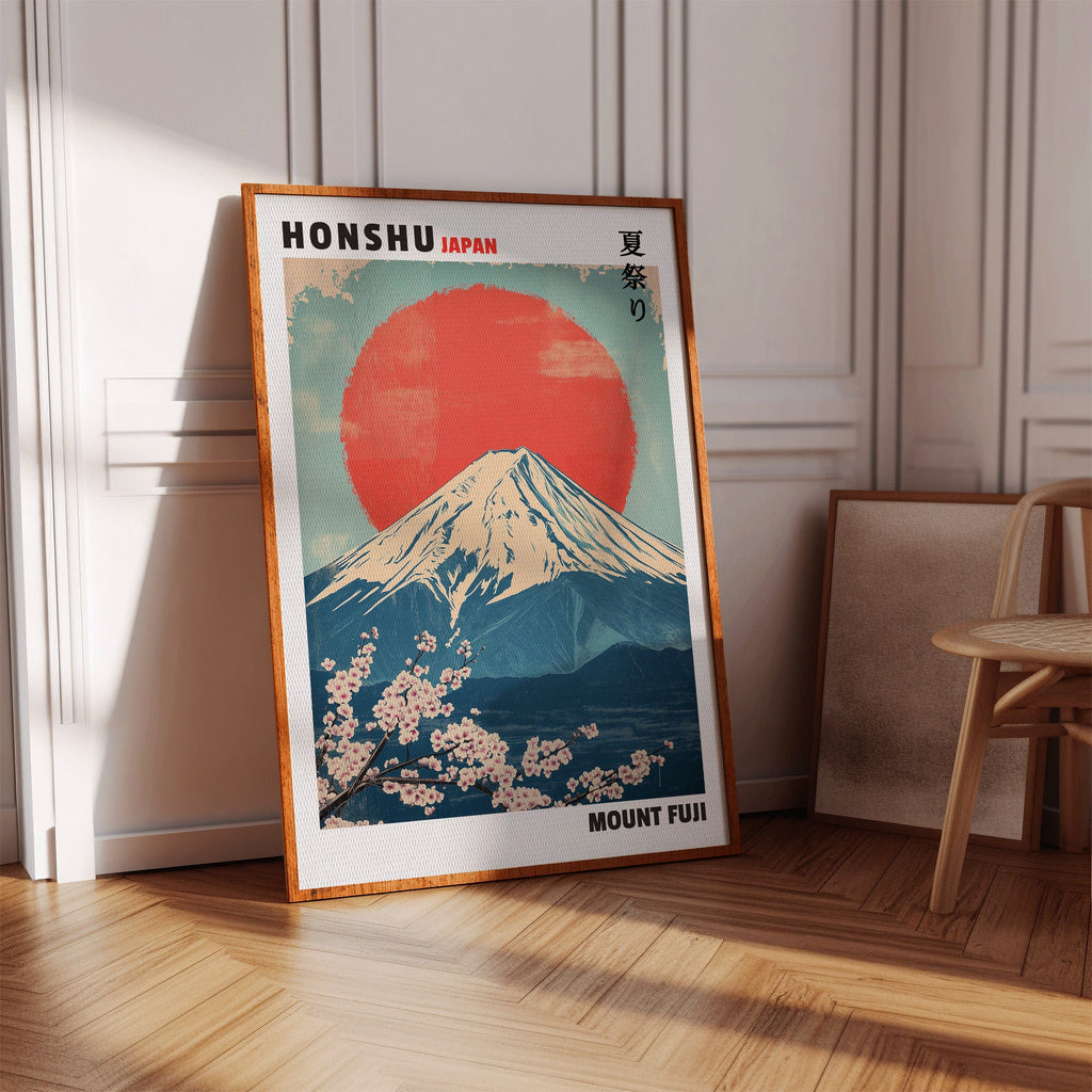 Vintage Mount Fuji – Rising Sun & Cherry Blossoms