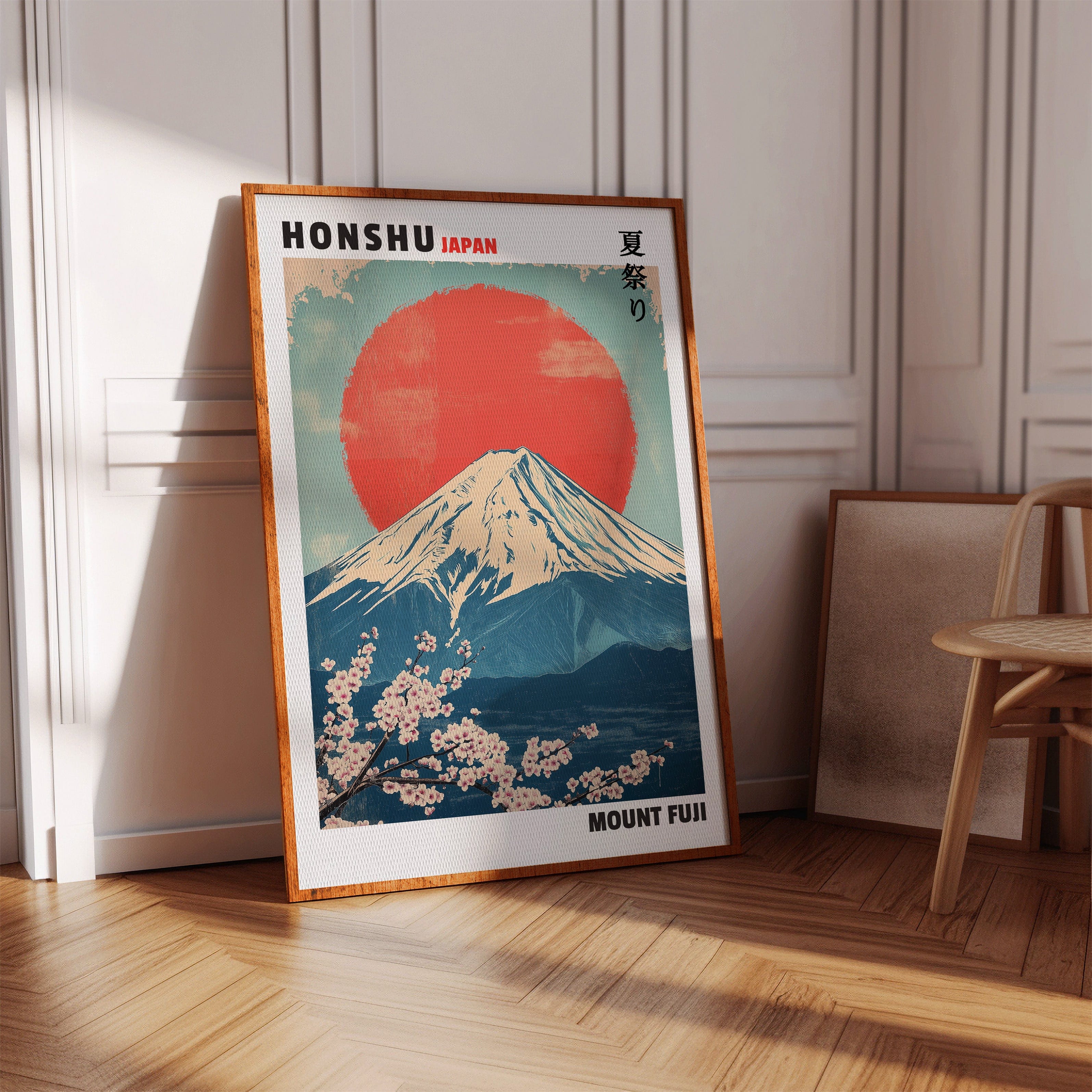 Vintage Mount Fuji – Rising Sun & Cherry Blossoms