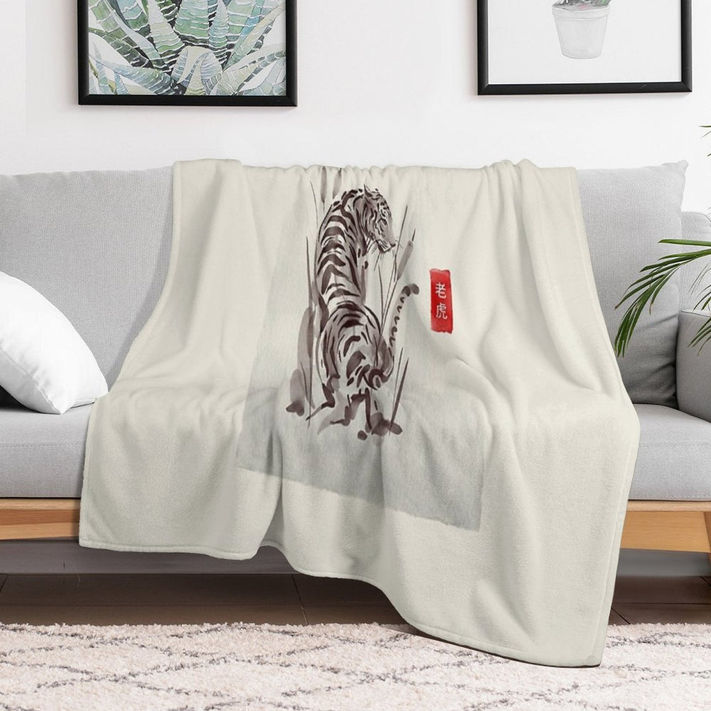 The Old Age Japanese Tiger Throw Blanket