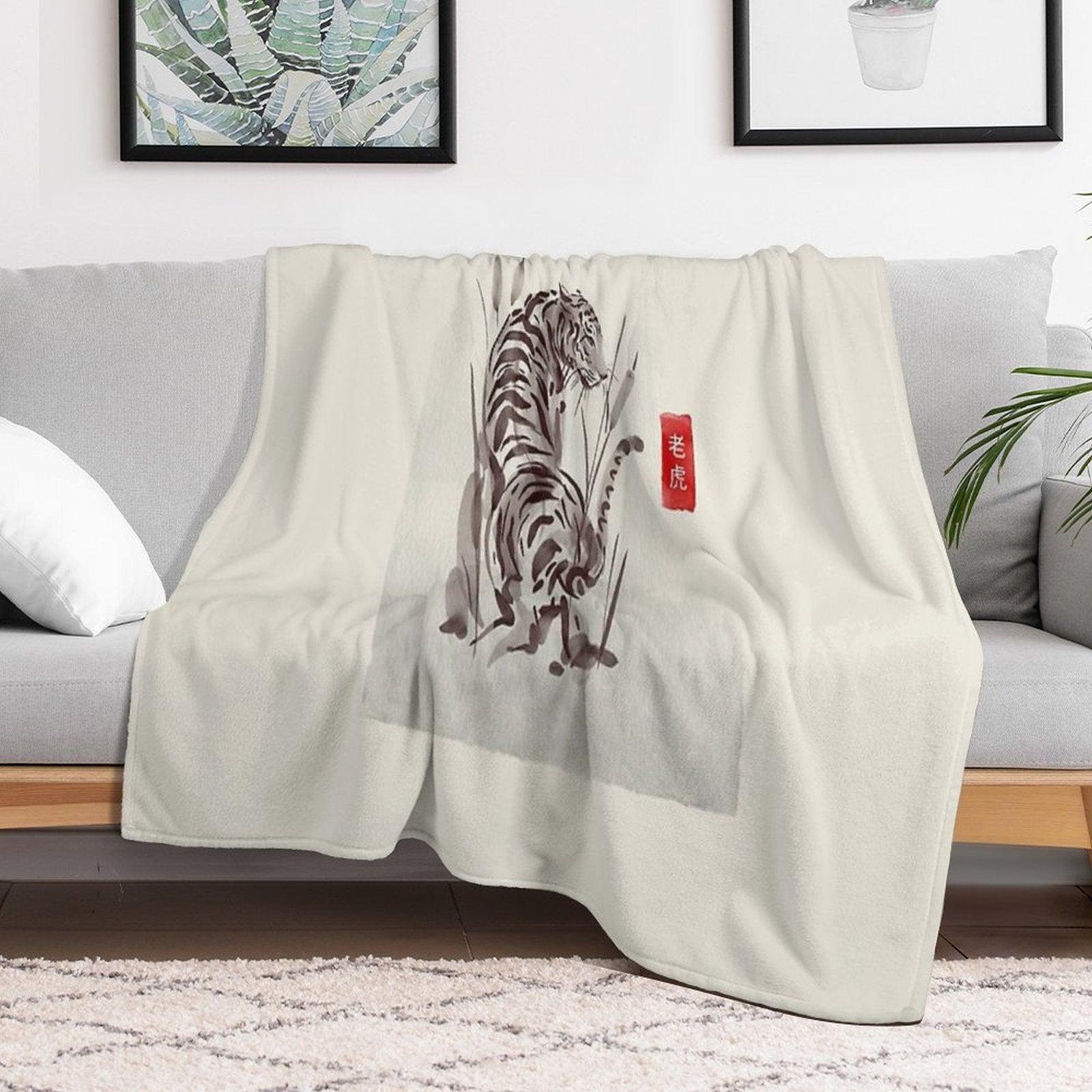 The Old Age Japanese Tiger Throw Blanket