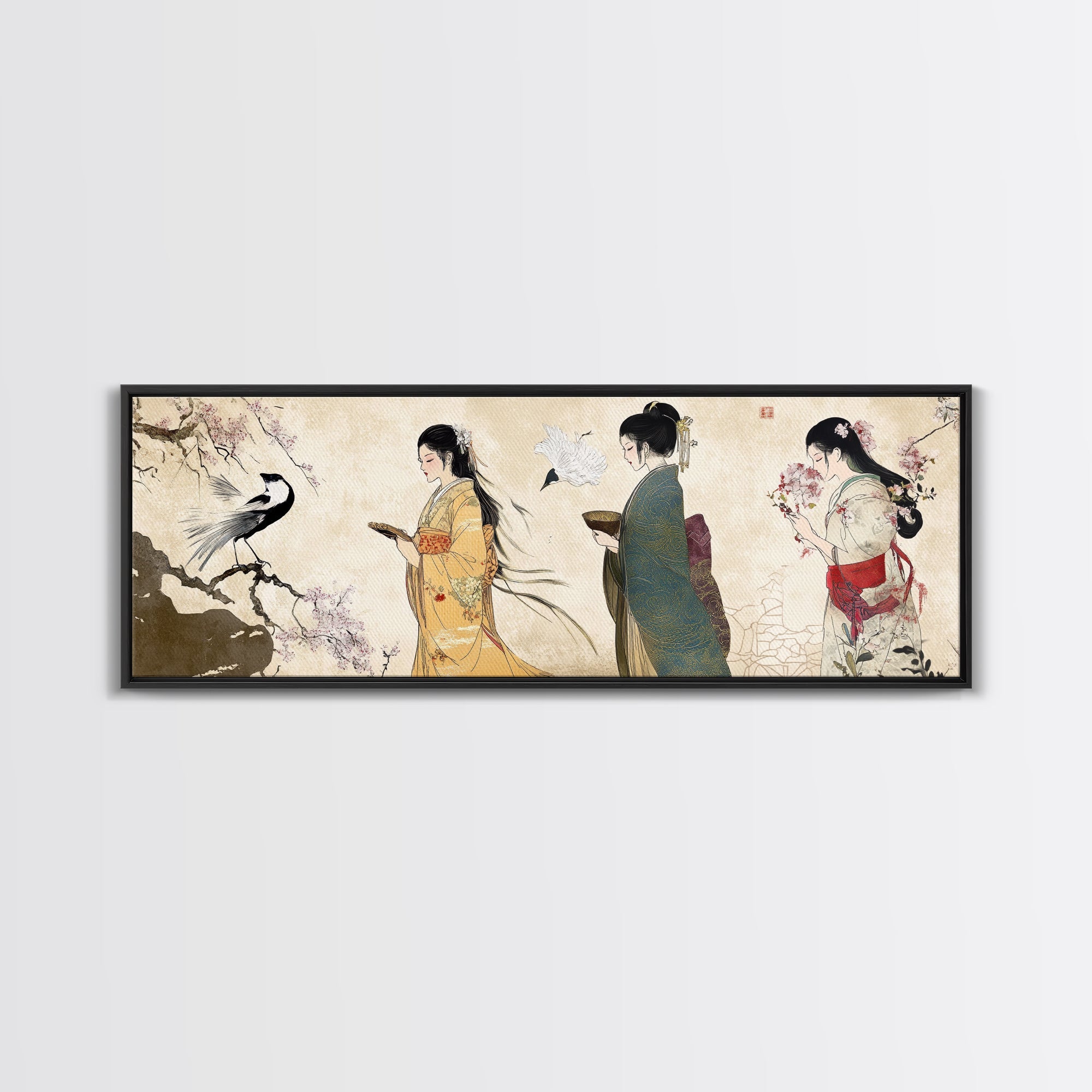 Cherry Blossom Canvas Print Chinoiserie Wall Art Japanese Minimalist Art Botanical Prints Rustic Artwork Guest Room Decor