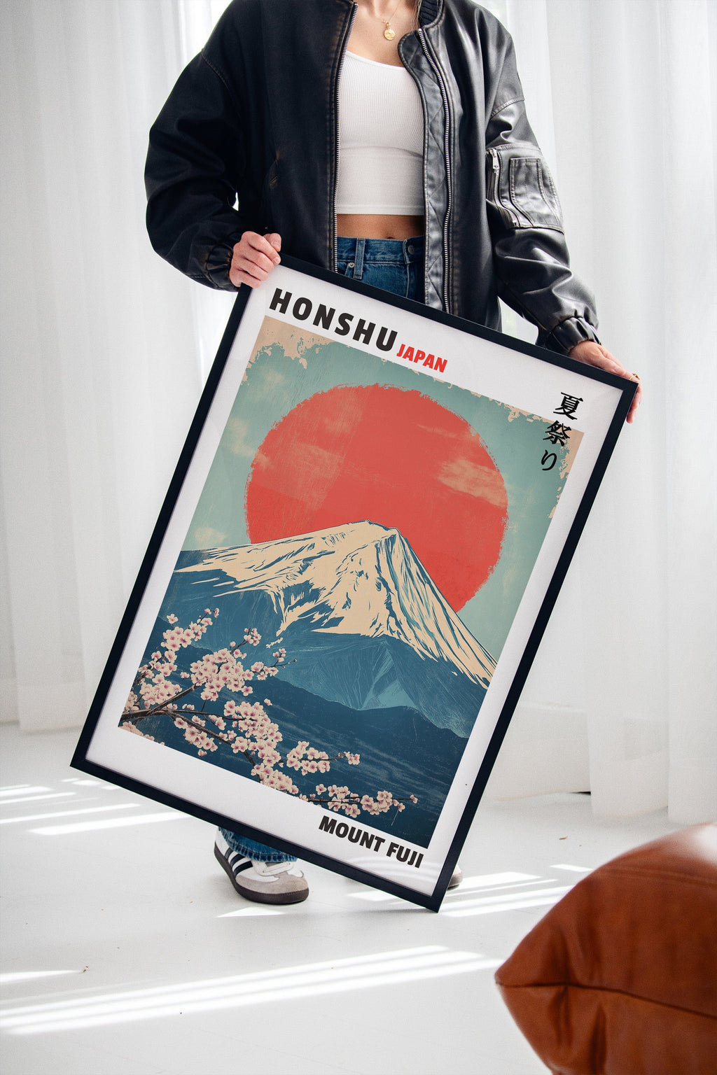 Vintage Mount Fuji – Rising Sun & Cherry Blossoms