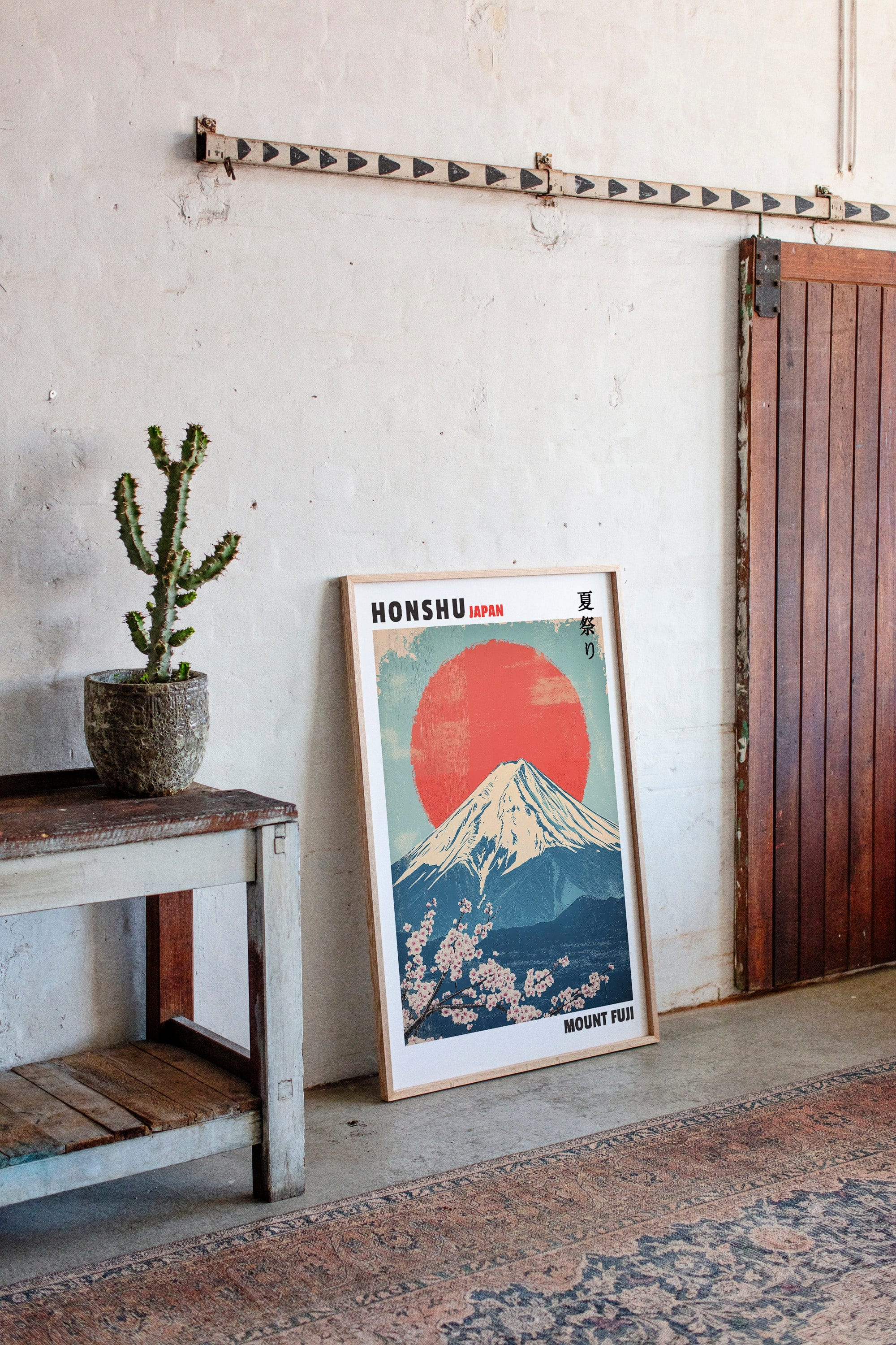 Vintage Mount Fuji – Rising Sun & Cherry Blossoms