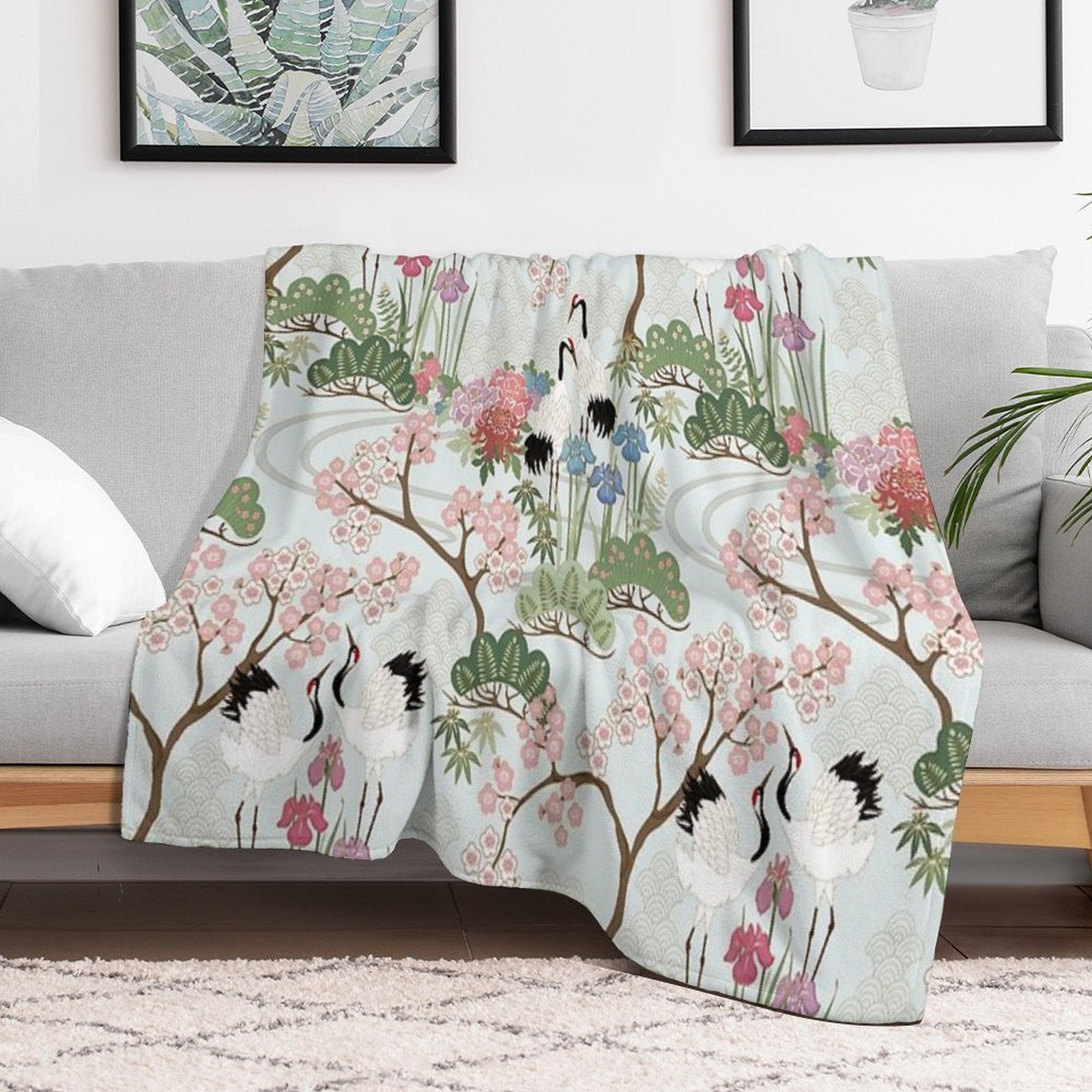 Japanese Garden Chantilly Throw Blanket