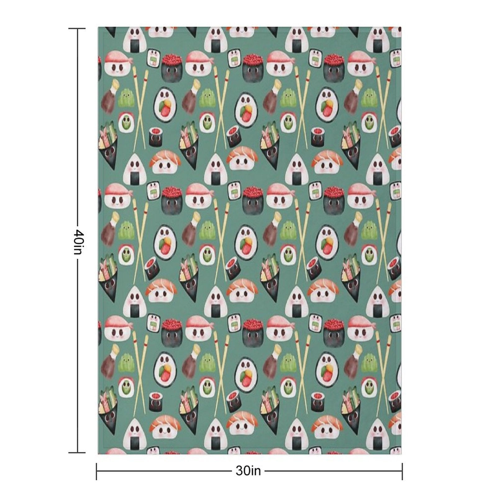 Kawaii Sushi Squad – Cute Japanese Food Illustration Throw Blanket