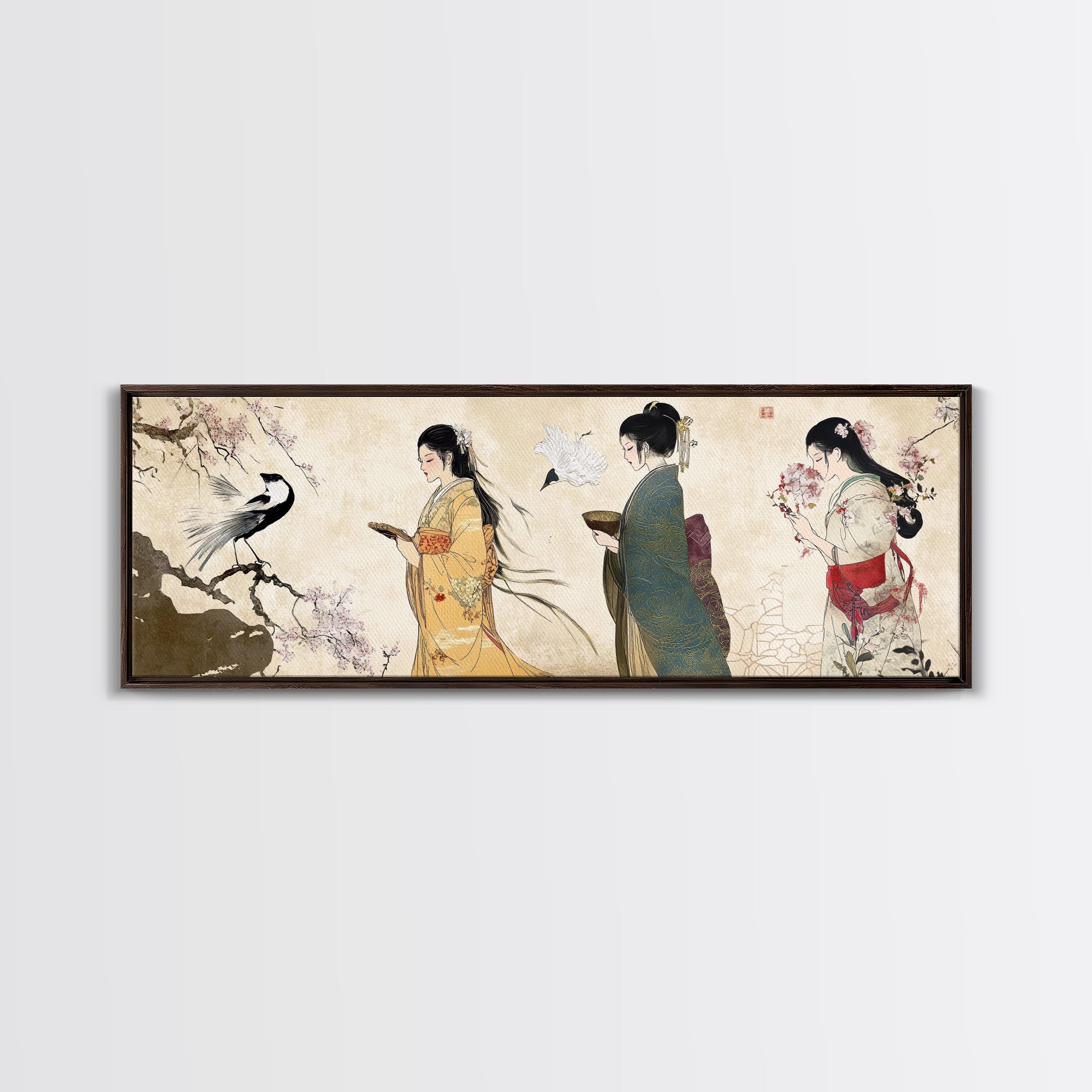 Cherry Blossom Canvas Print Chinoiserie Wall Art Japanese Minimalist Art Botanical Prints Rustic Artwork Guest Room Decor