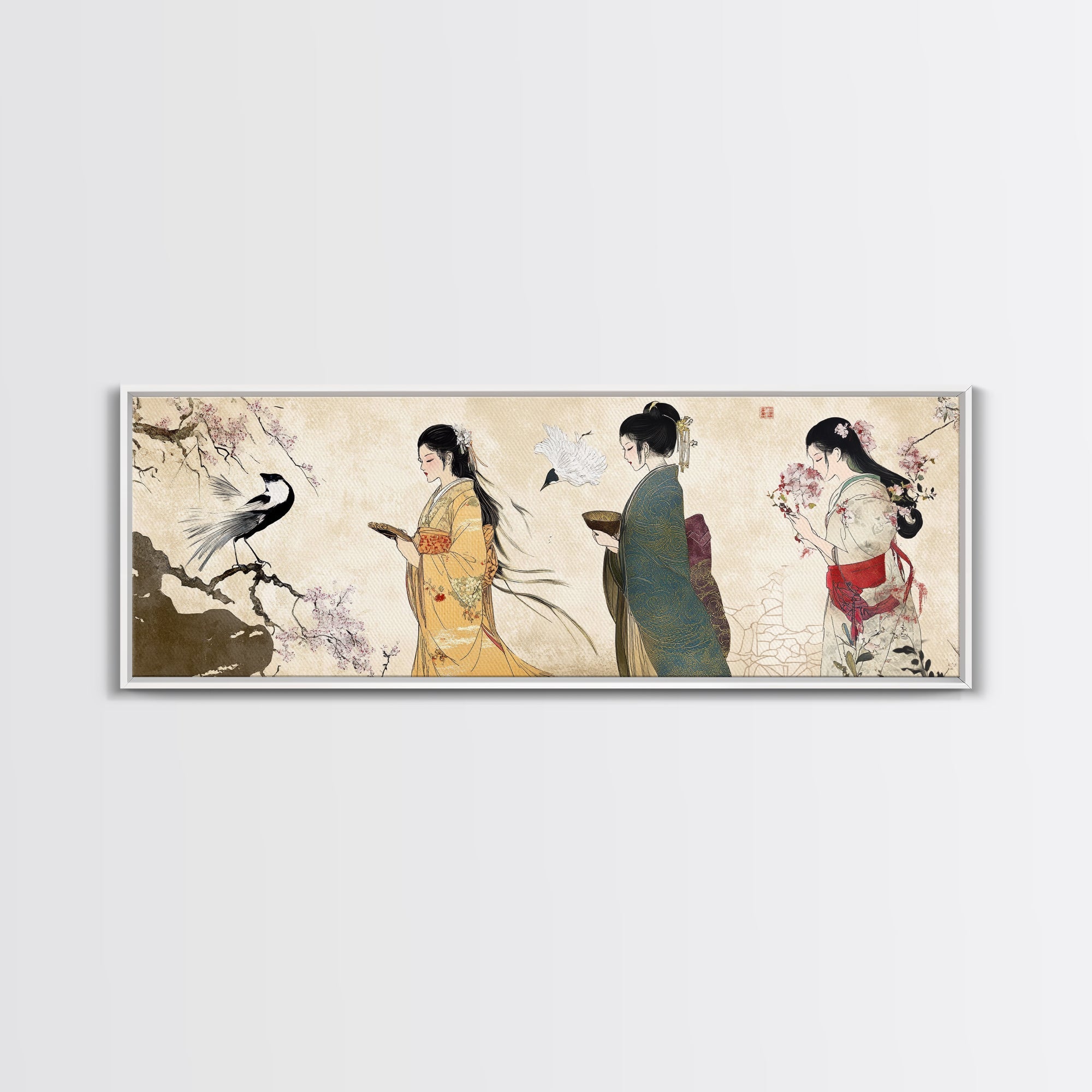Cherry Blossom Canvas Print Chinoiserie Wall Art Japanese Minimalist Art Botanical Prints Rustic Artwork Guest Room Decor