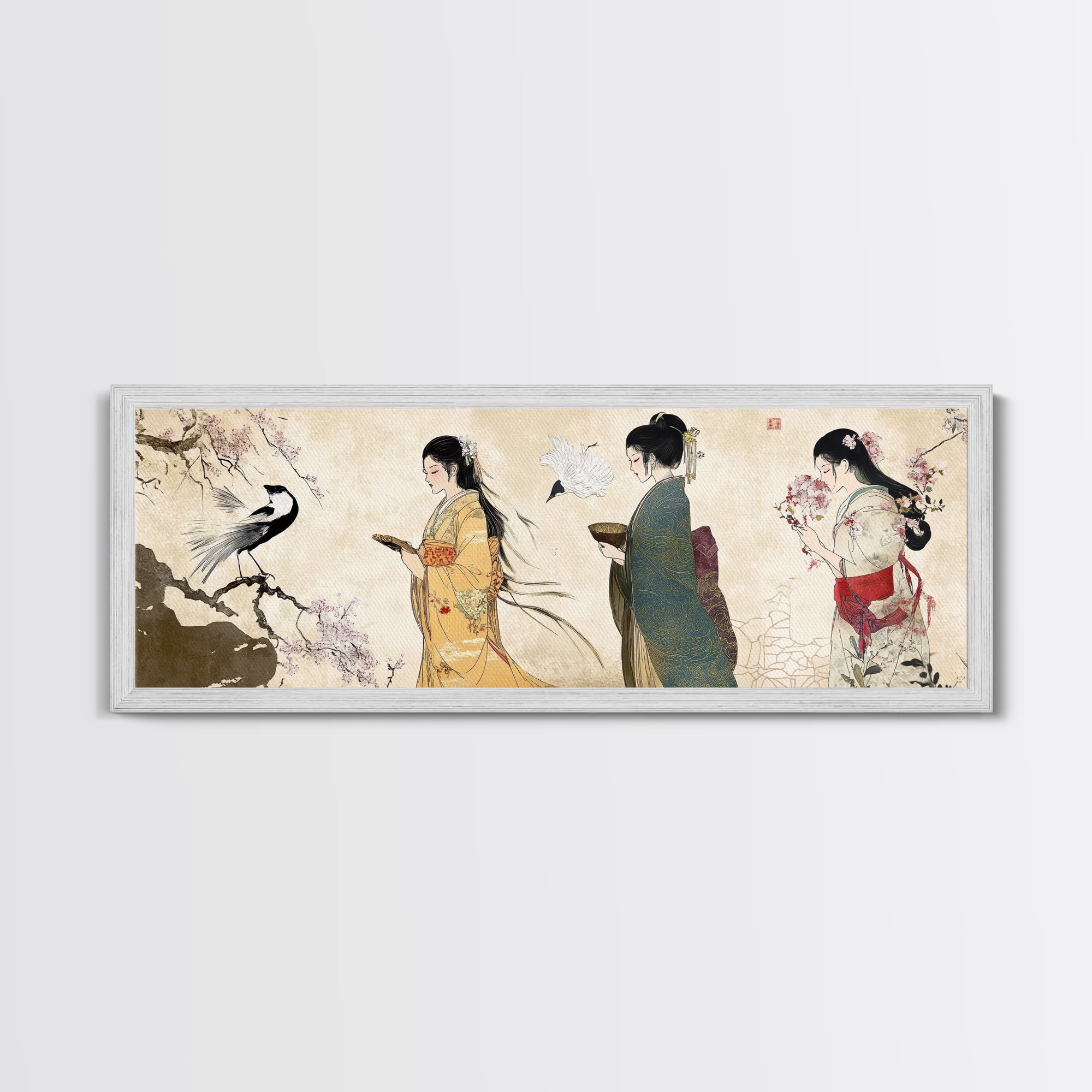 Cherry Blossom Canvas Print Chinoiserie Wall Art Japanese Minimalist Art Botanical Prints Rustic Artwork Guest Room Decor