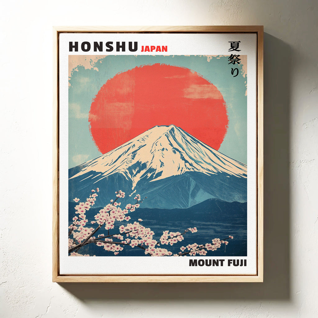 Vintage Mount Fuji – Rising Sun & Cherry Blossoms
