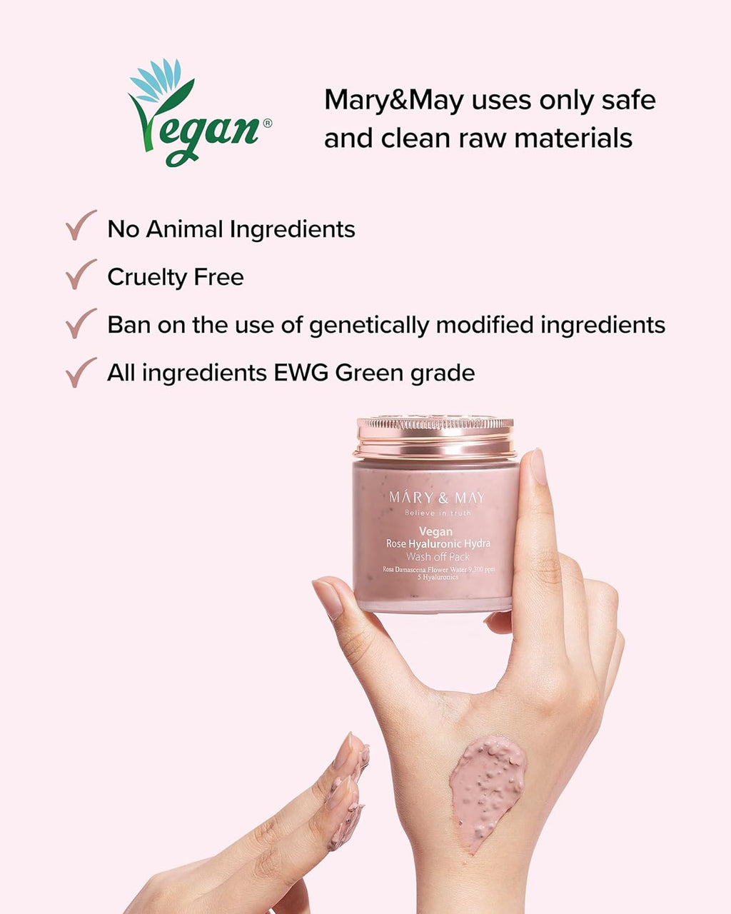 Mary & May Vegan Rose Hyaluronic Hydra Wash Off Pack