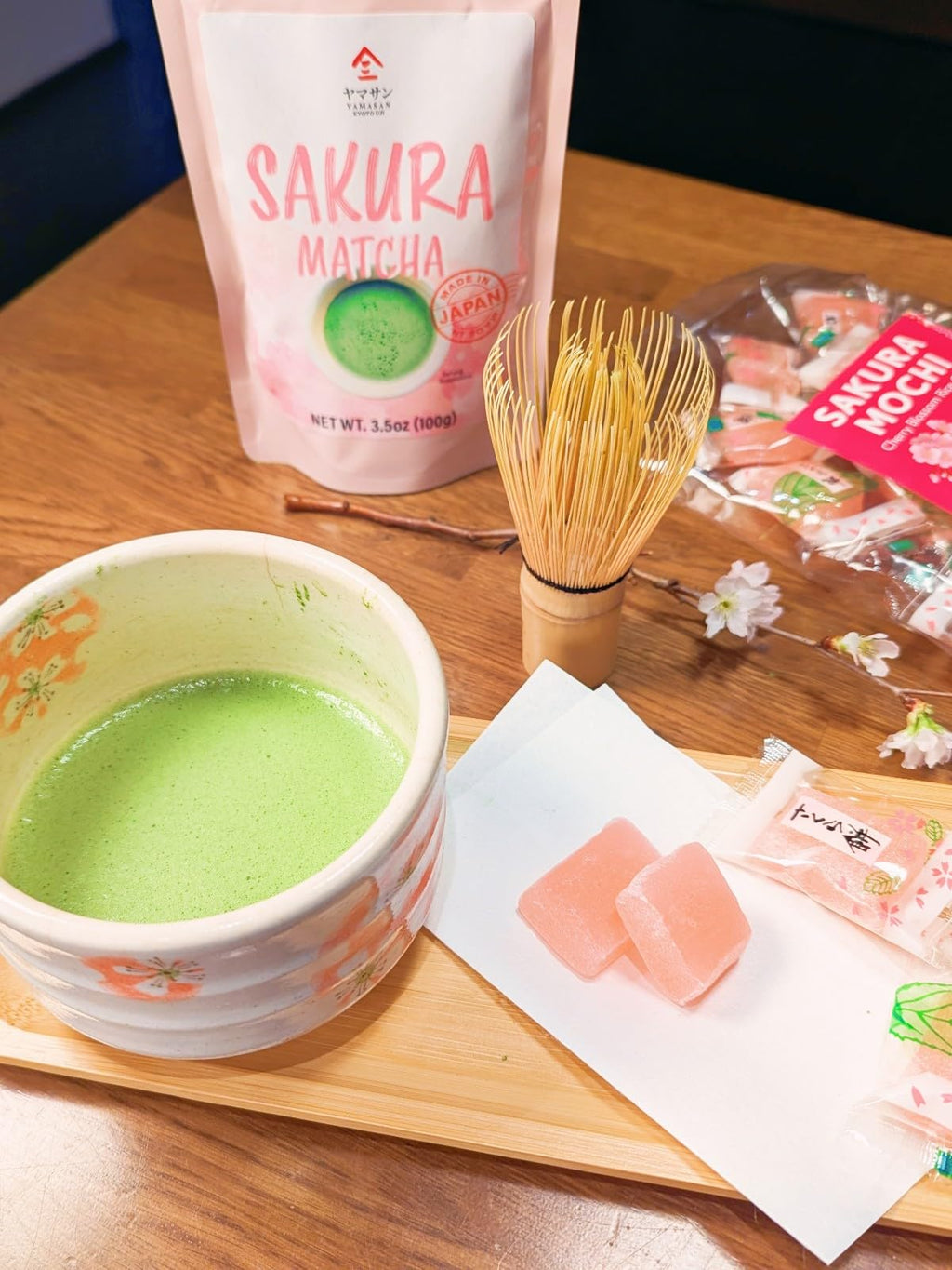 viral Yaasan Kyoto Uji Sakura Mochi Candies - Traditional Japanese Cherry Blossom Rice Cakes (300g)