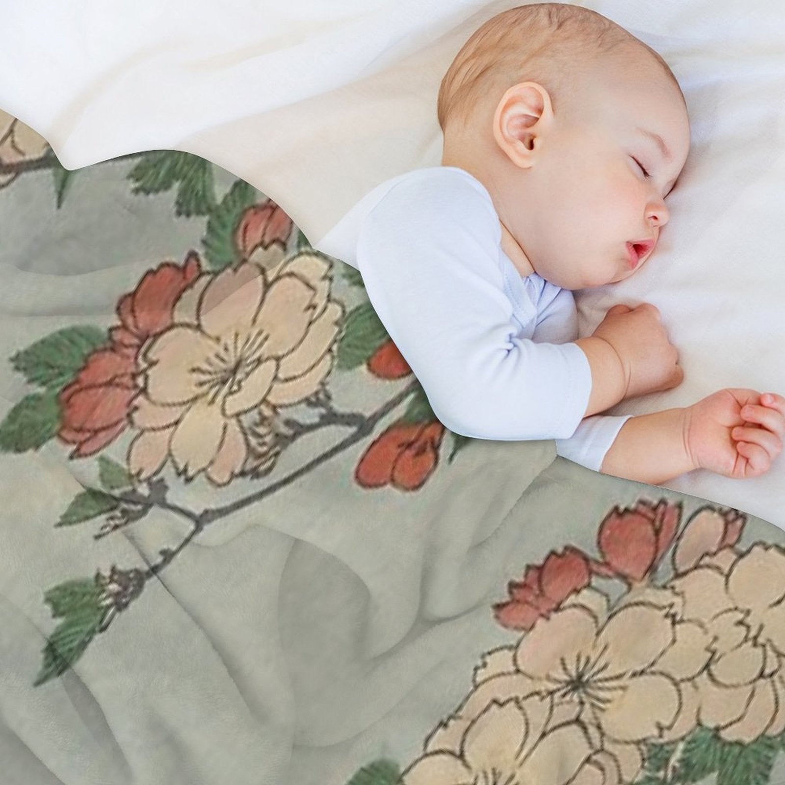 Cherry Blossoms on Spring River Ukiyo-e Japanese Art Throw Blanket