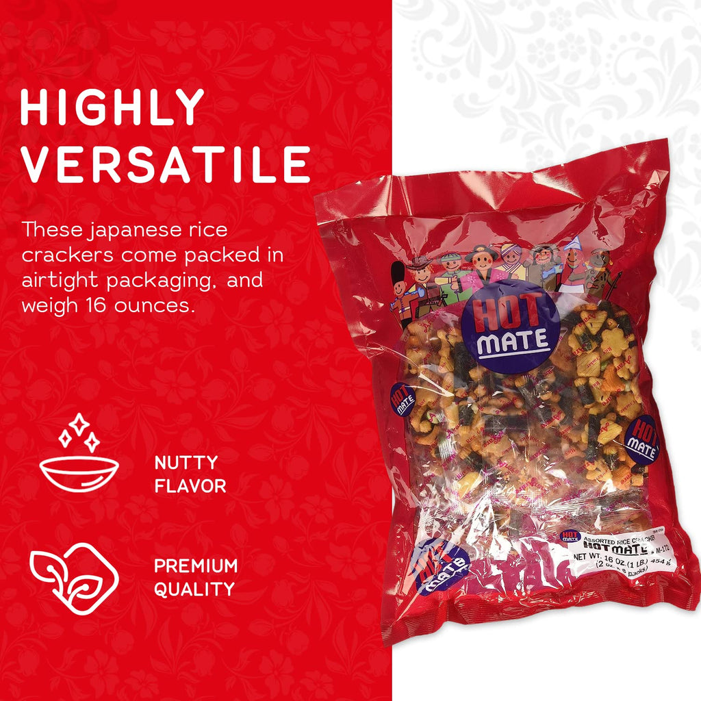 Shirakiku Hot Mate Japanese Rice Crackers - Arare Mix with Wasabi Peas (16 oz)