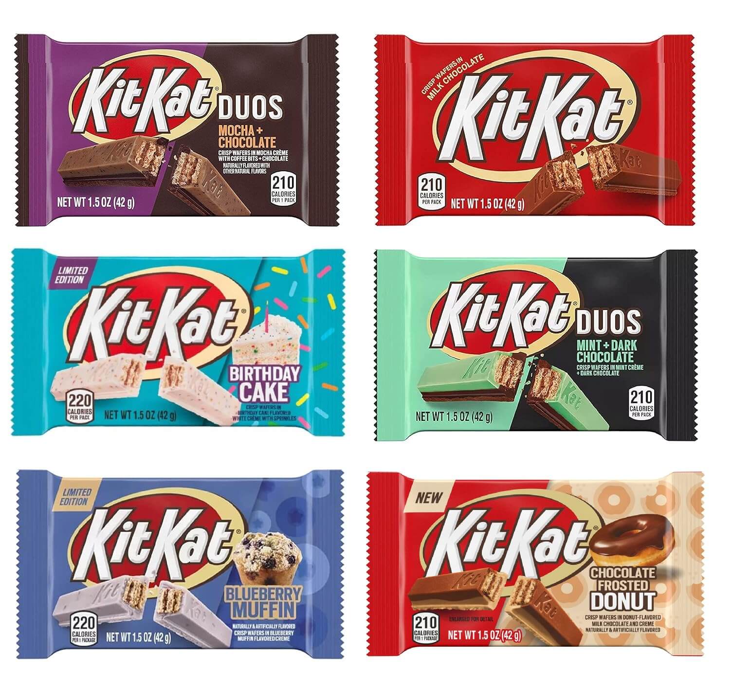 KIT KAT Variety Pack - 6 Premium Flavors Bundle (1.5oz Bars) | Hershey's Chocolate Gift Set
