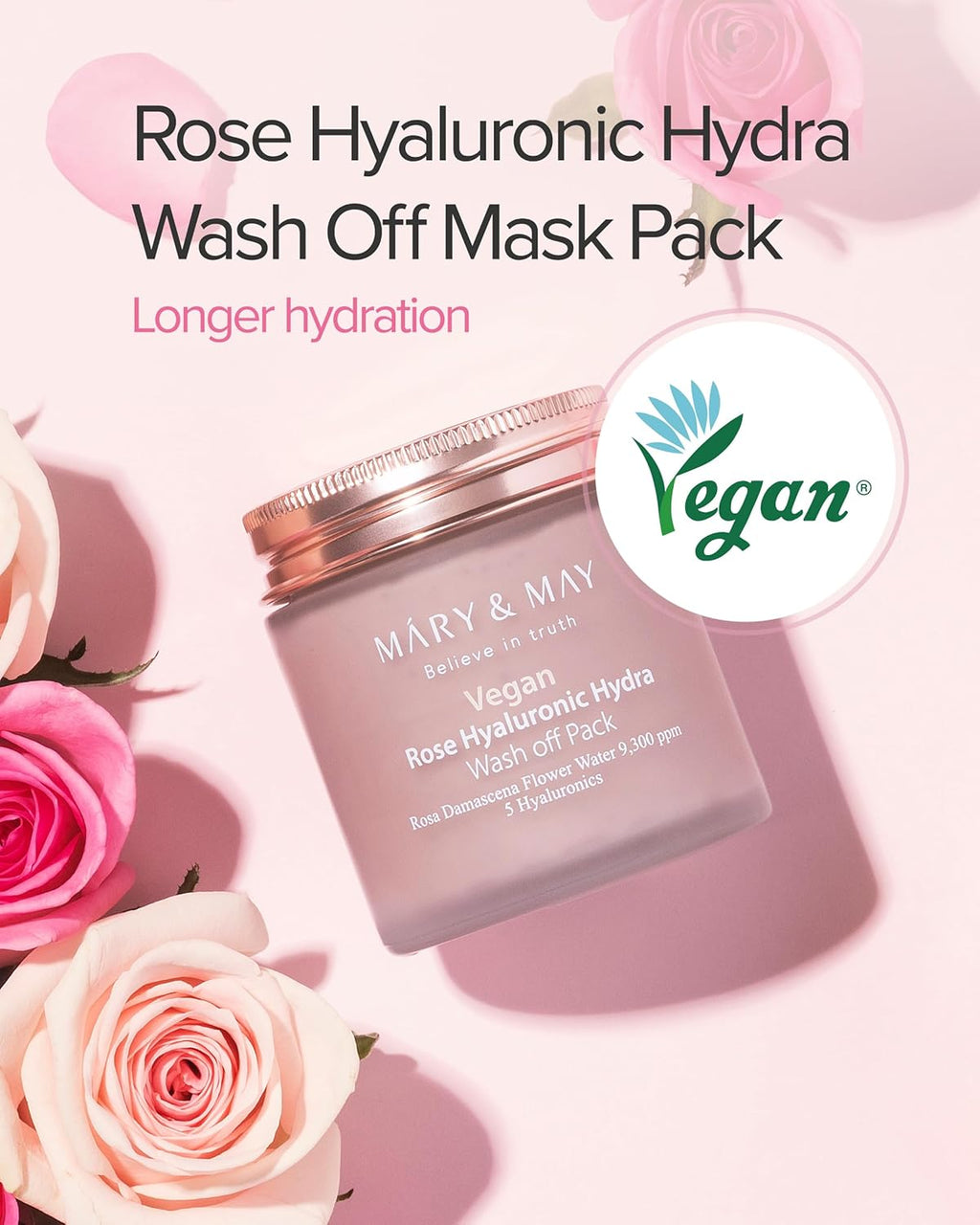 Mary & May Vegan Rose Hyaluronic Hydra Wash Off Pack
