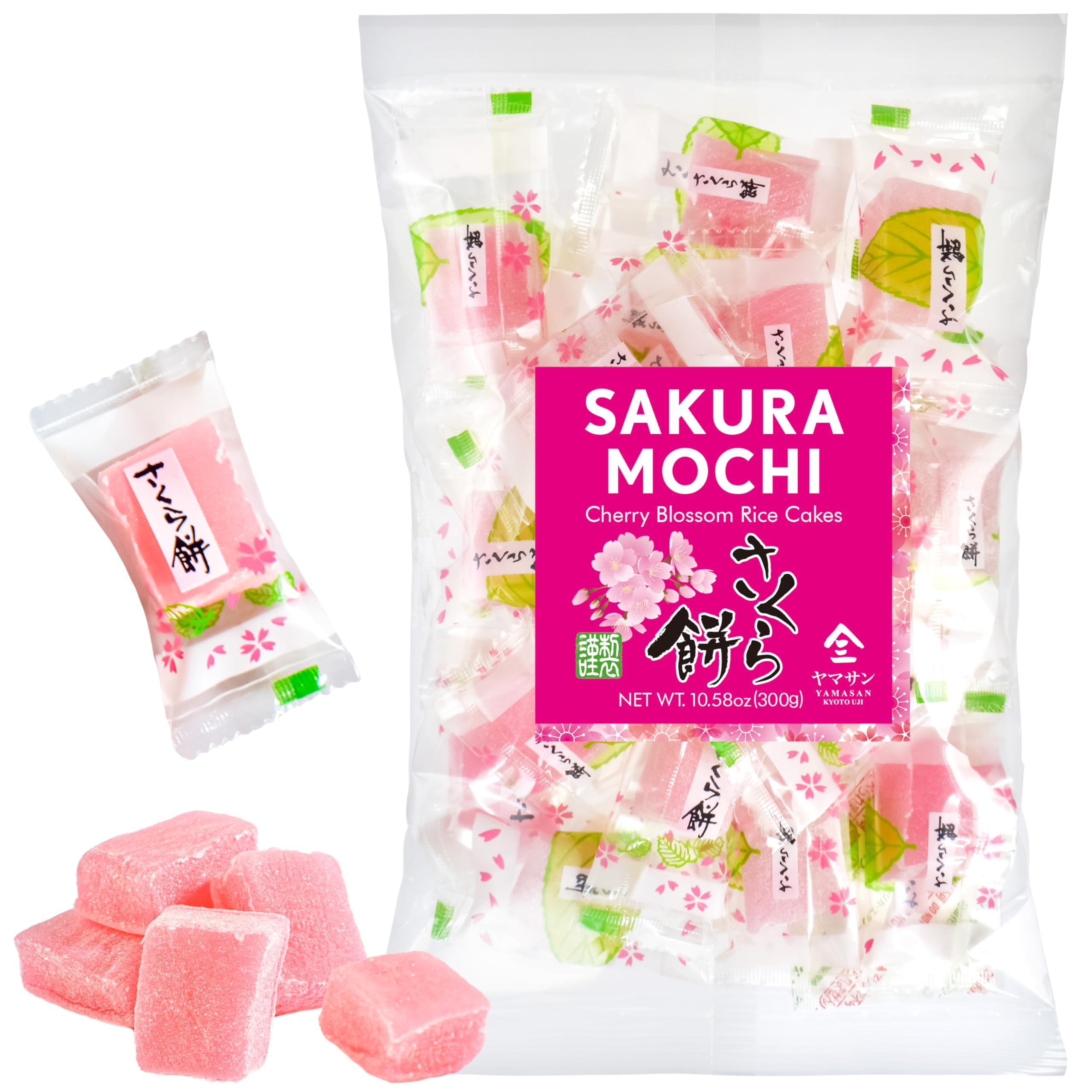 viral Yaasan Kyoto Uji Sakura Mochi Candies - Traditional Japanese Cherry Blossom Rice Cakes (300g)