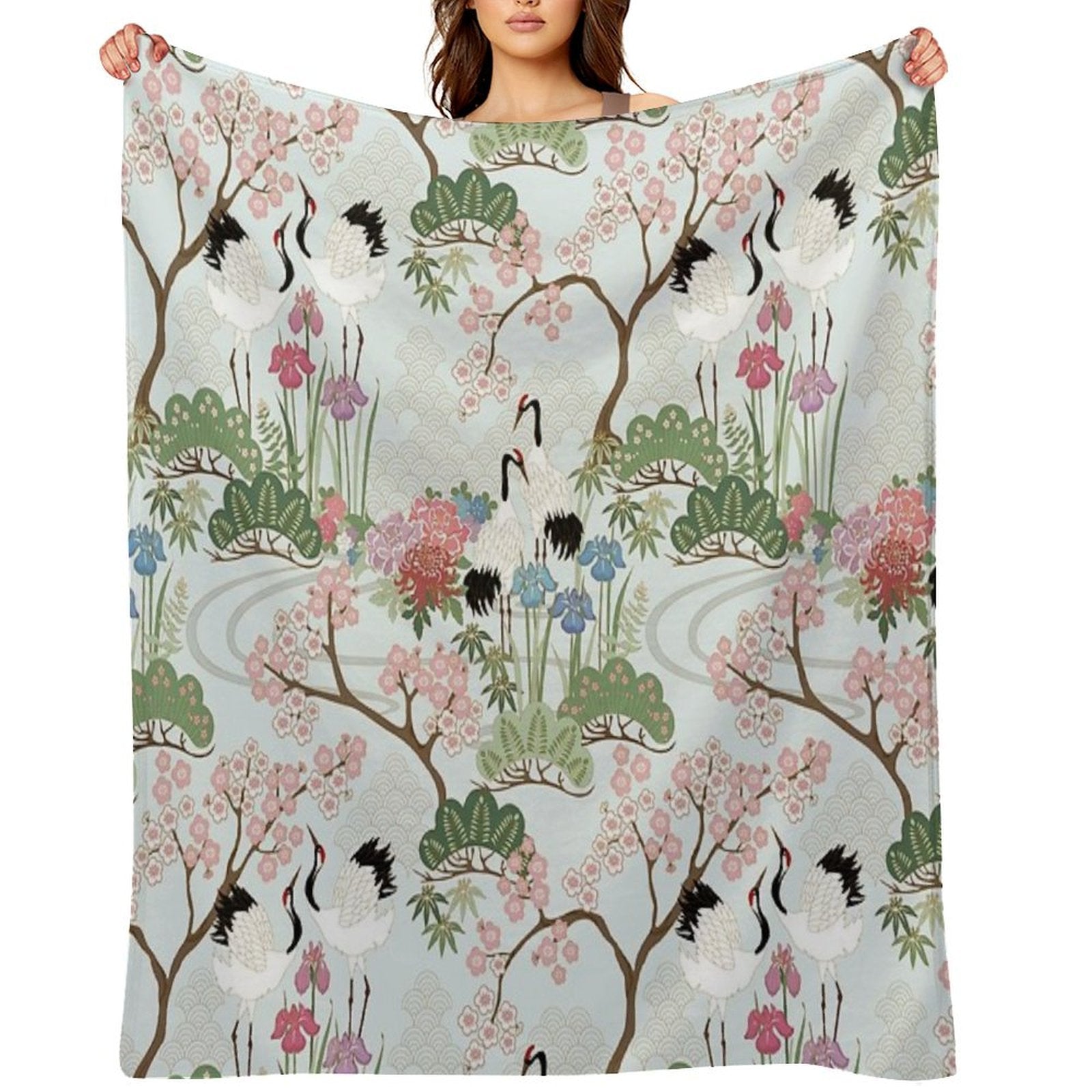 Japanese Garden Chantilly Throw Blanket