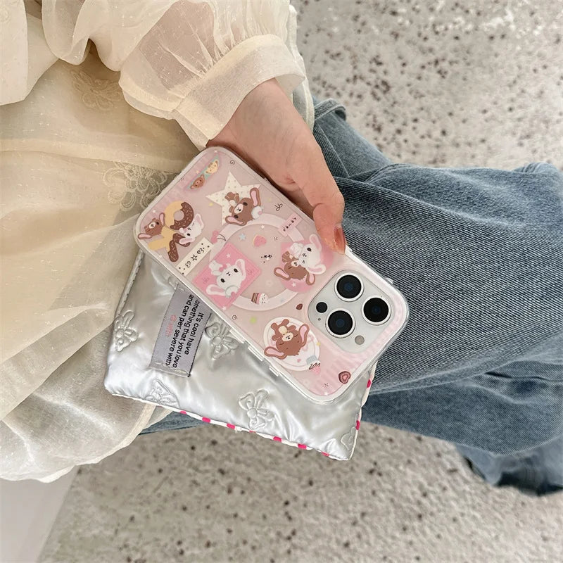 Cartoon Dessert Bunny Bear Magsafe Magnetic Stand Phone Case