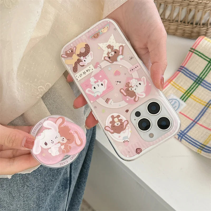 Cartoon Dessert Bunny Bear Magsafe Magnetic Stand Phone Case