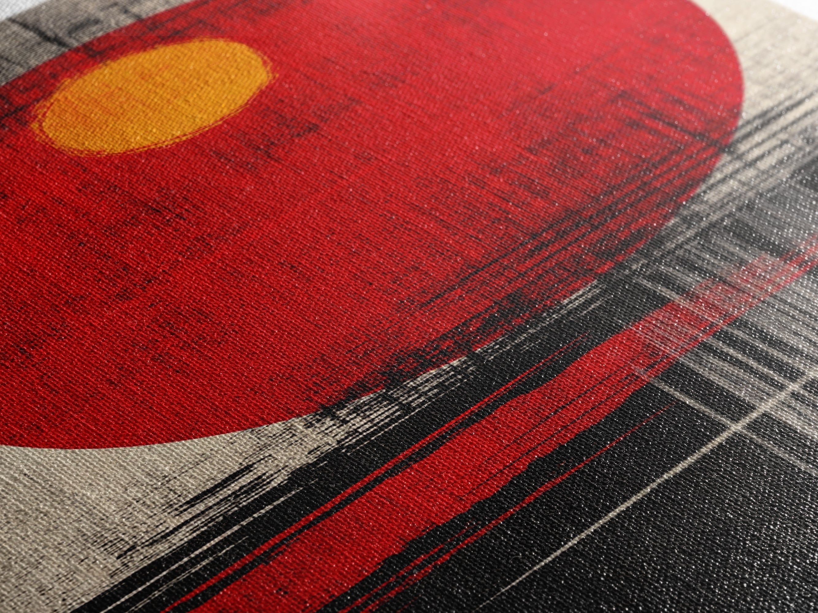 The Rising Sun, Framed Canvas Print, Retro Japanese Wood Block Print Style Artwork, Vintage / Distressed Wall Art, Office Decor