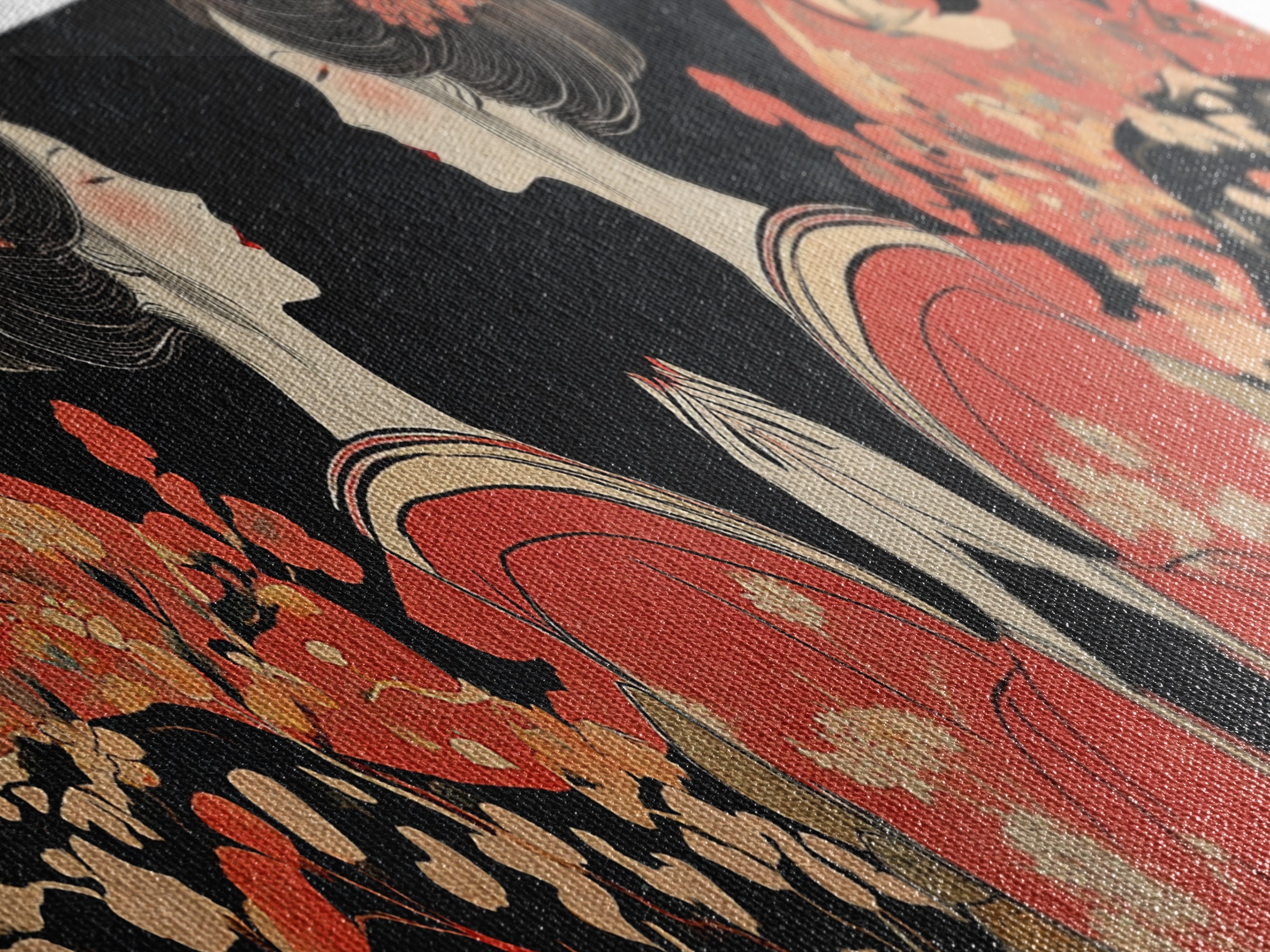 Elegant Geisha Framed Canvas Print Chinoiserie Art Nouveau Print Japanese Zen Art Gift Idea for Her Bedroom Living Room Wall Decor