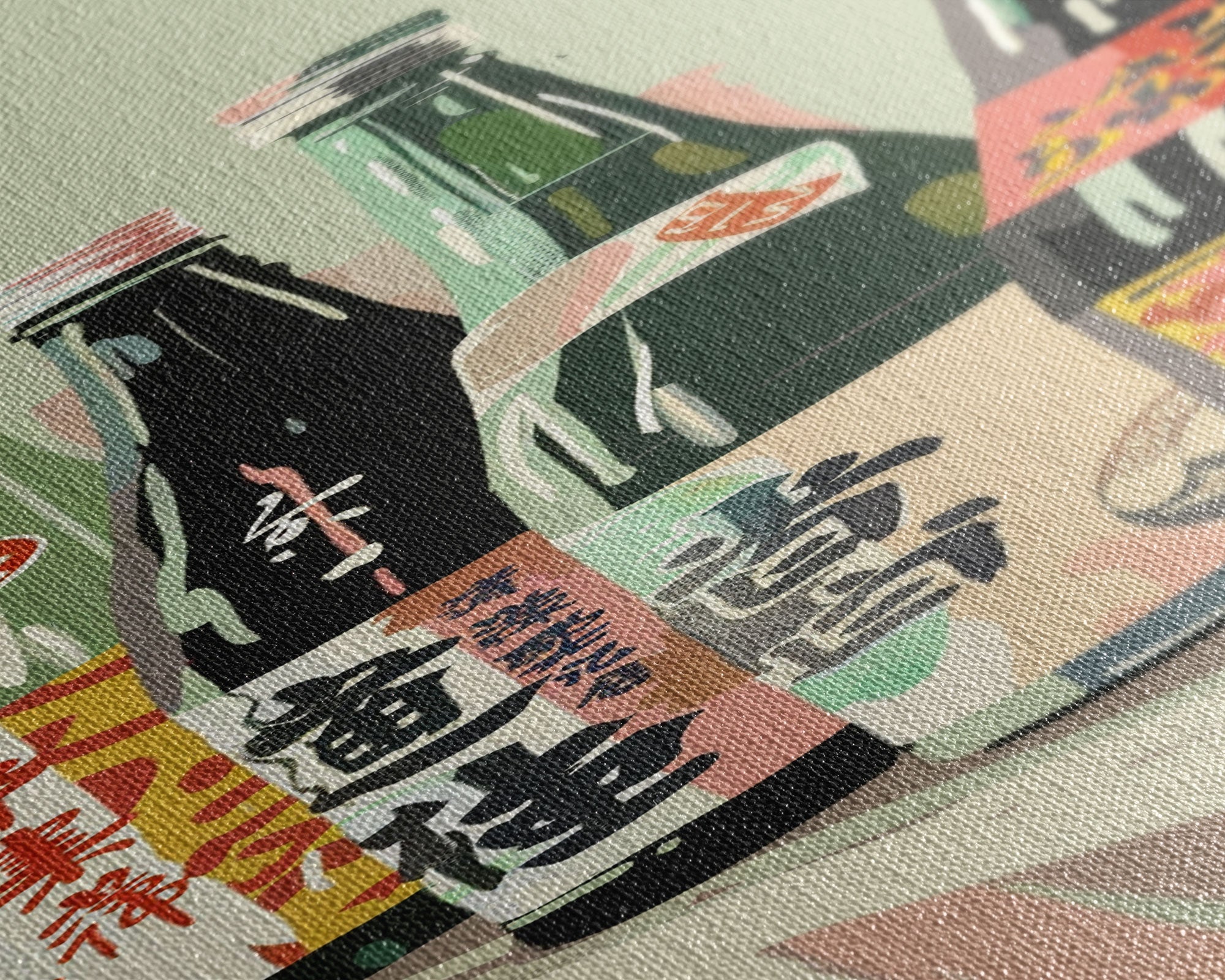 Array Of Japanese Sake Bottles With Minimalistic Labels Arranged Simple Composition Captured Tall Framed Canvas Print Bar Decor