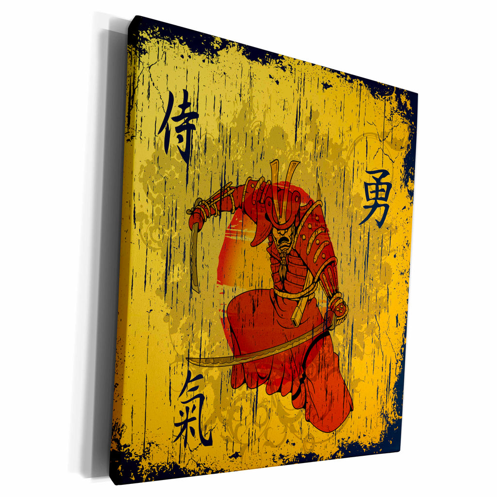 3dRose Japanese Samurai With Swords Kanji Brave Energy... - Museum Grade Canvas Wrap (cw_116373)