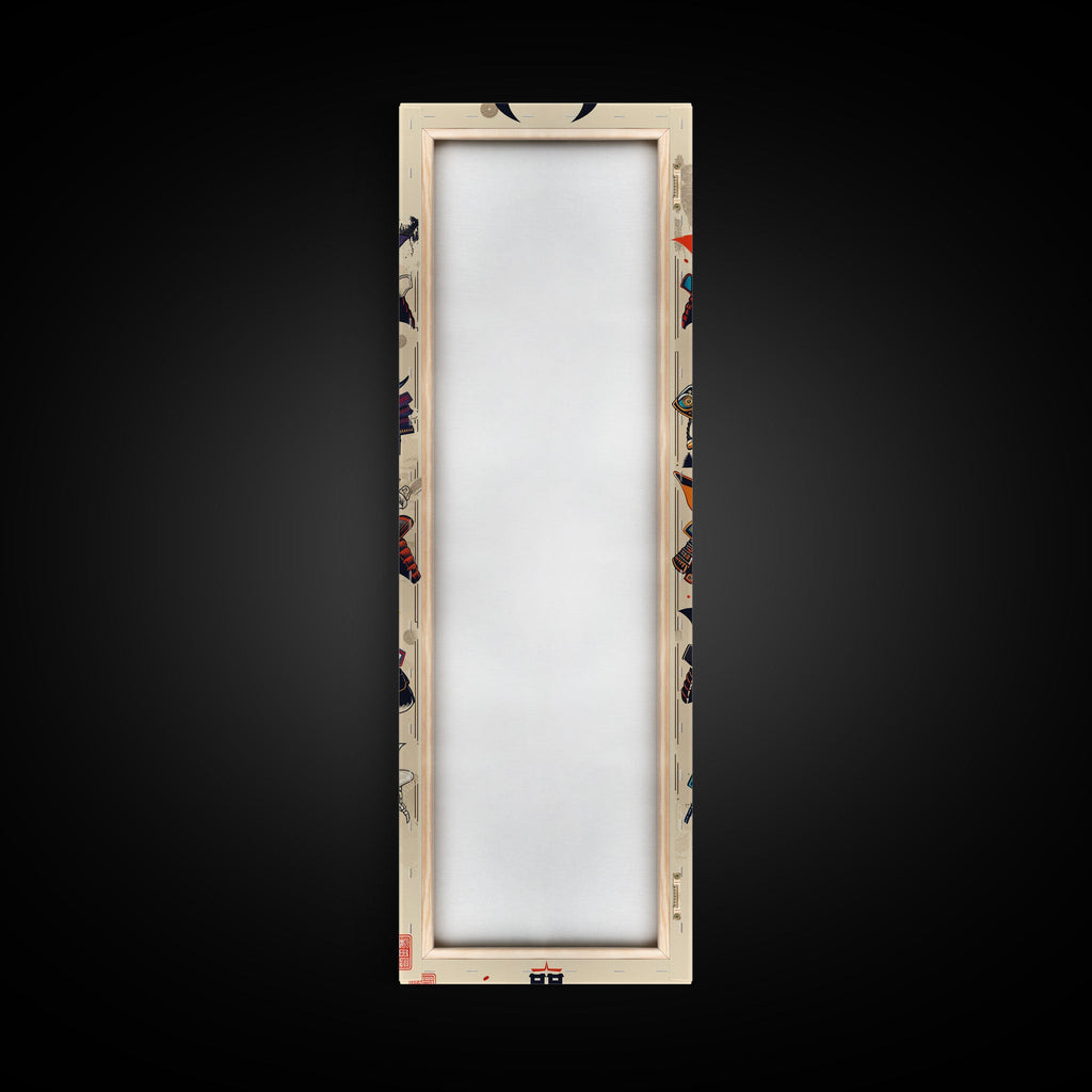 Canvas Print Traditional Japanese Samurai Helmets Collection, Intricate Details In Warrior Masks, Bold Cultural Decor For Any Space