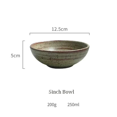 DecorBites™ Japanese Style Ceramic Rice Bowl Round Dish - Swallow Design