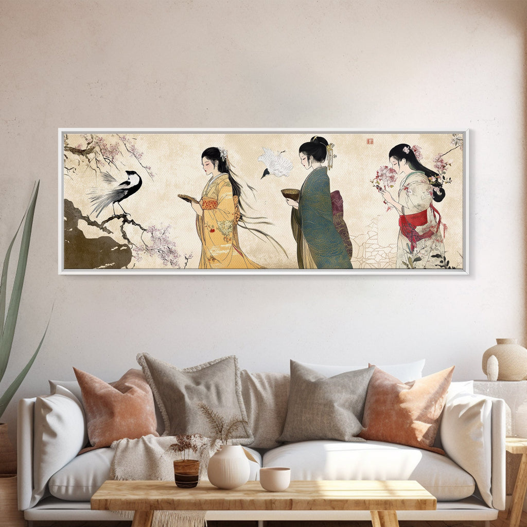 Cherry Blossom Canvas Print Chinoiserie Wall Art Japanese Minimalist Art Botanical Prints Rustic Artwork Guest Room Decor