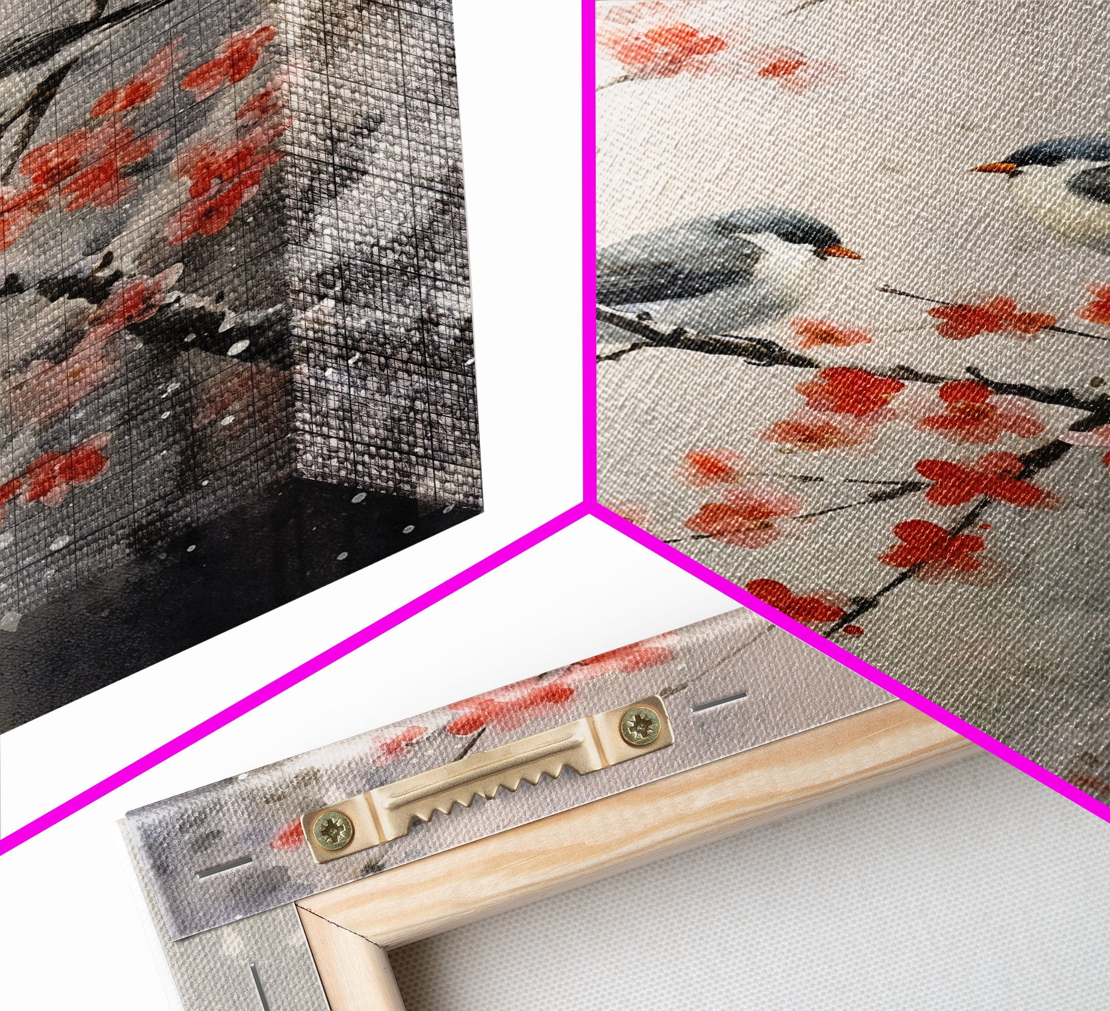 Cherry Blossom Tree, Japanese Wall Print, Bird Wall Art,  Asian Art, Canvas Print, Wall Art, Vertical Print, Country Home Decor, Office Art