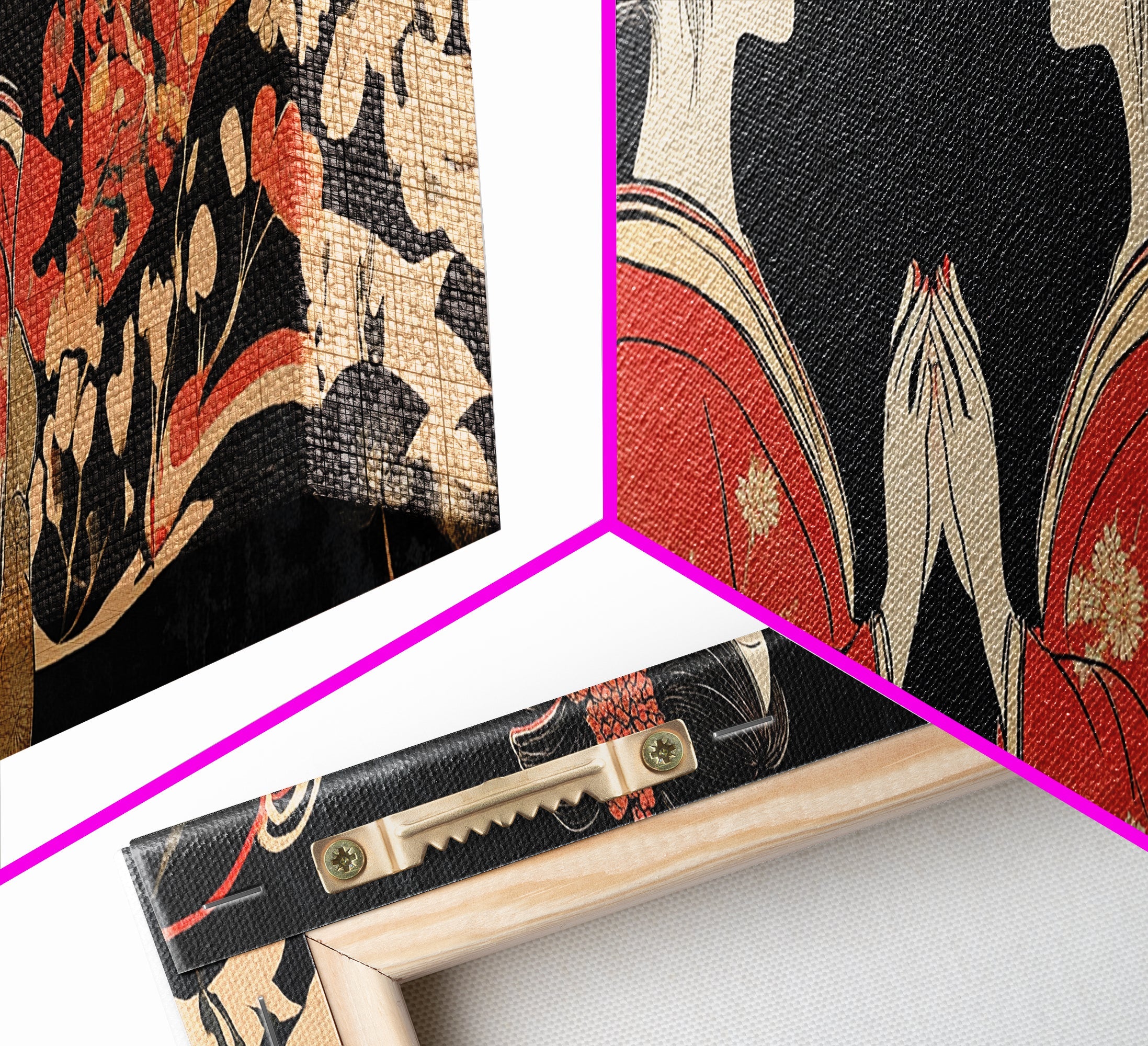 Elegant Geisha Framed Canvas Print Chinoiserie Art Nouveau Print Japanese Zen Art Gift Idea for Her Bedroom Living Room Wall Decor