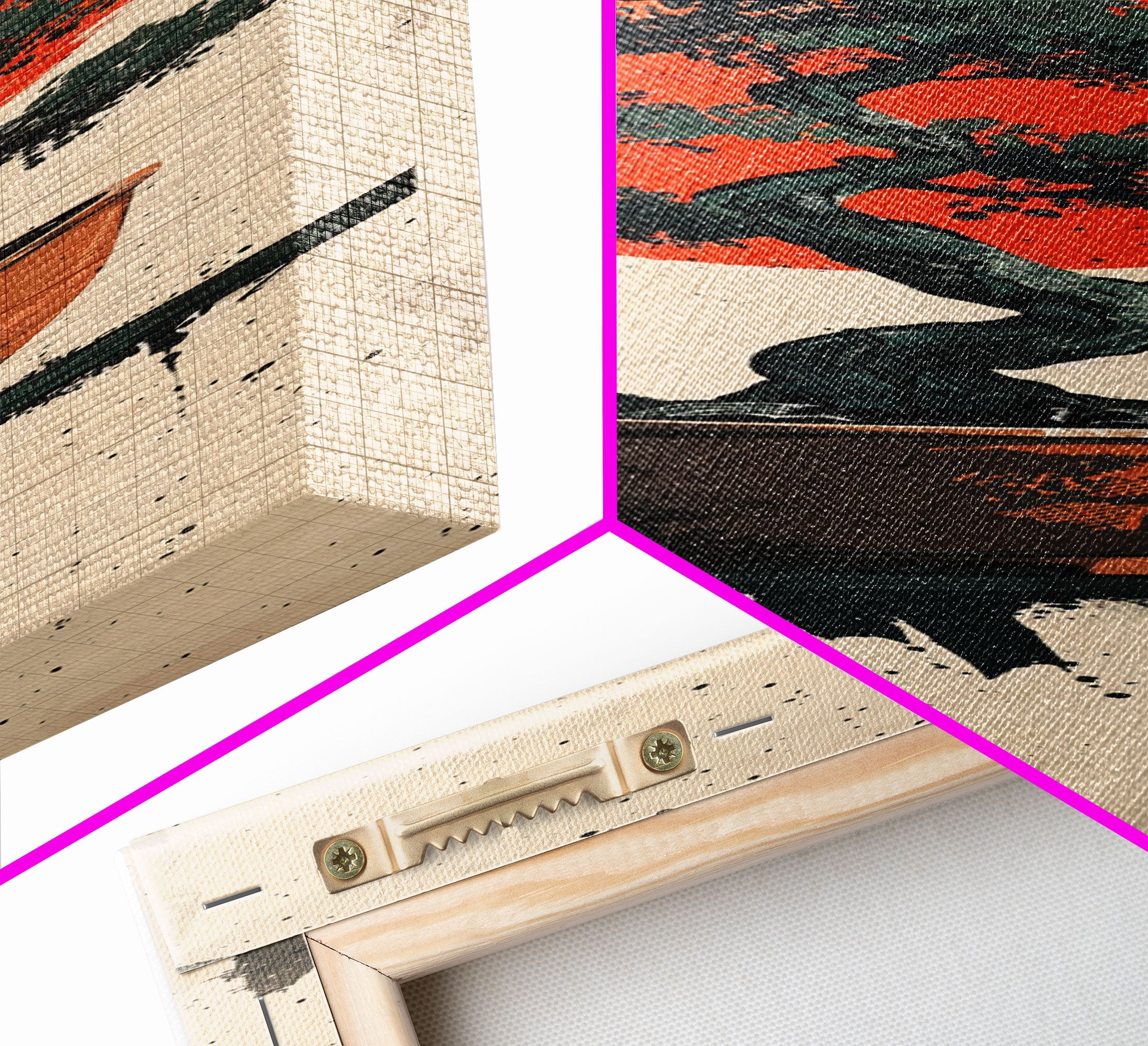 Canvas Print Bonsai Tree Silhouette Against Red Sun, Minimalistic Japanese Style Art For Modern Home, Wall Decoration