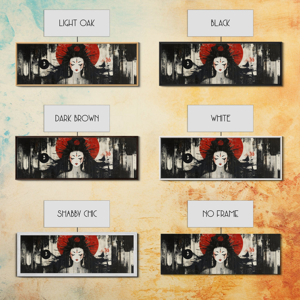 Mystical Goddess Framed Canvas Print Dark Angels Wall Art Japanese-Inspired Sacred Geometry Art Bedroom Wall Decor