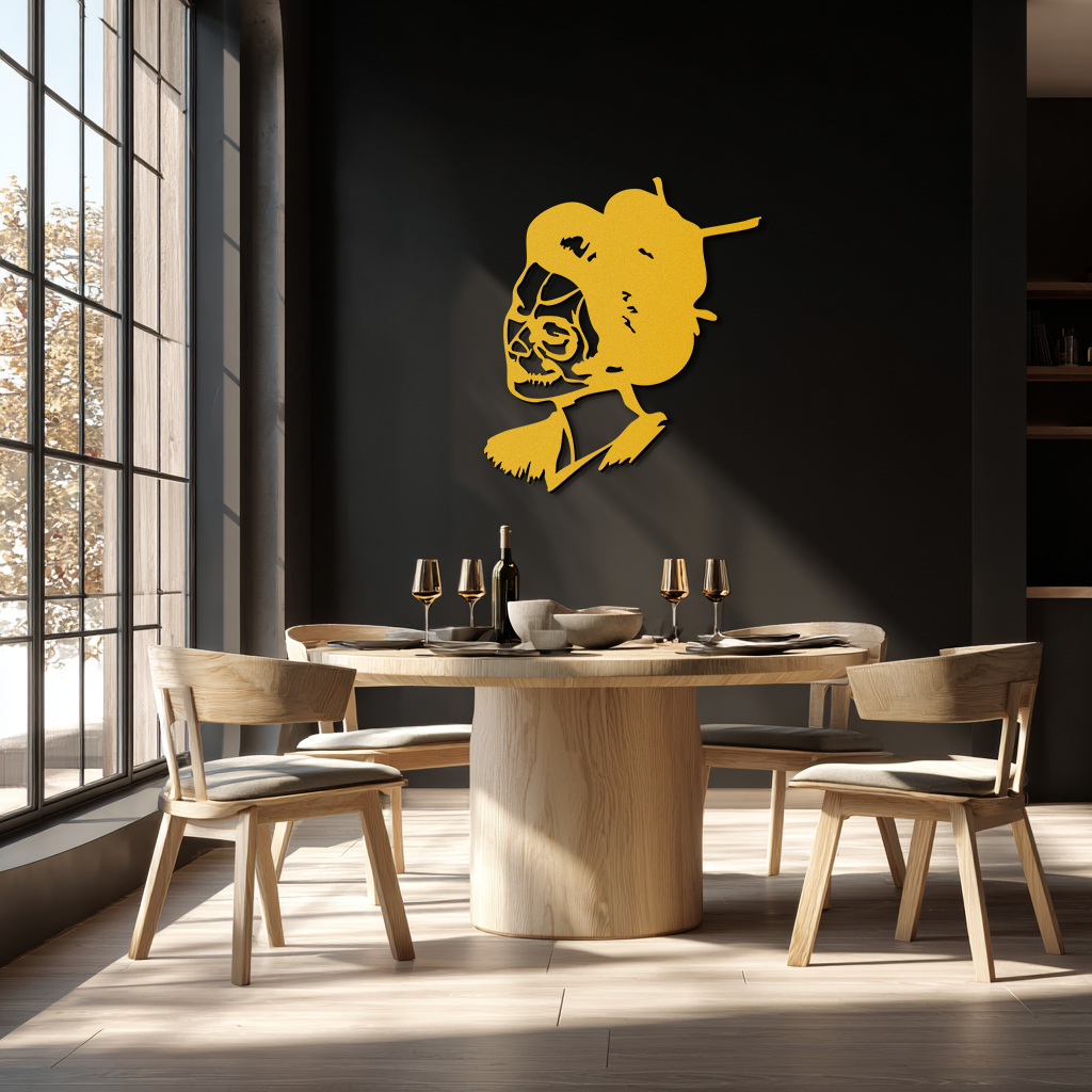 Geisha Skull Fusion Metal Wall Art – Japanese Gothic Home Decor- KAF575