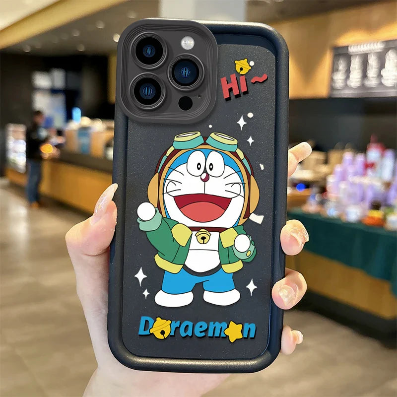 Lovely Doraemon Cartoon Liquid Silicone Phone Case