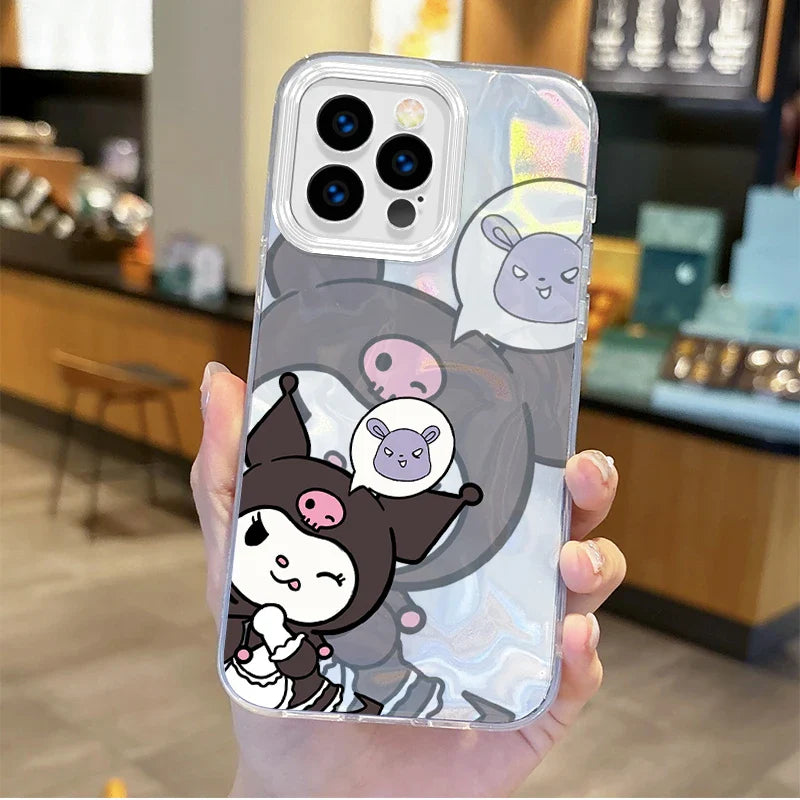 Cute Kuromi Cartoon Feather Yarn Phone Case