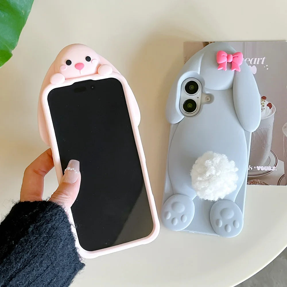 Cute Cartoon Benny Rabbit Hairball Tail Holder Phone Case
