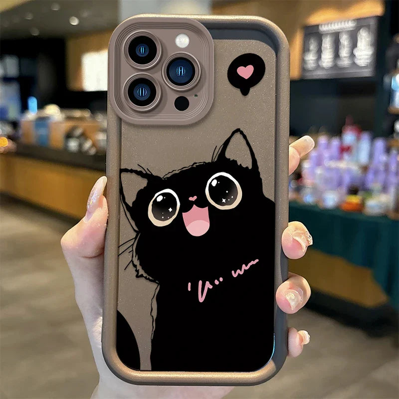 Hot Lovely Black Cat Cartoon Phone Case