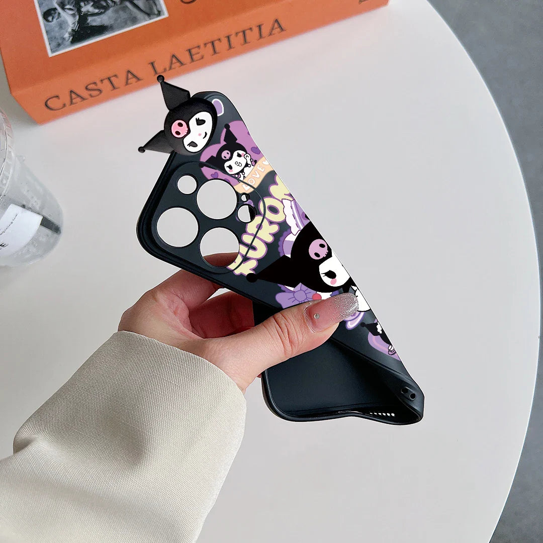 Kawaii Kuromi Cover With Keychain Holder Rope Phone Case