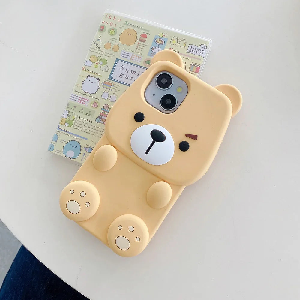 Cute 3D Cartoon Bear Soft Silicone Phone Case