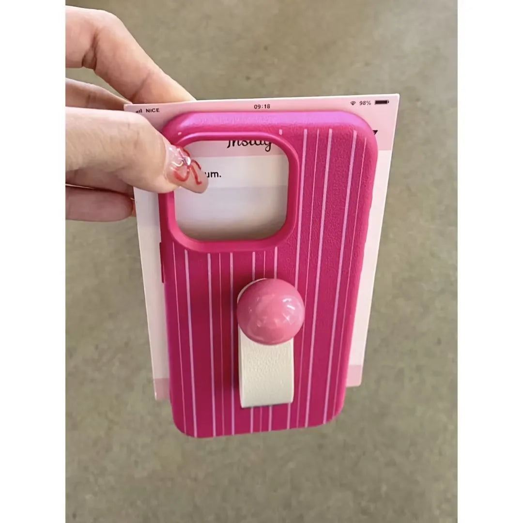 Simple Line 3D Ball Ring Buckle Bracket Leather Texture Soft Case