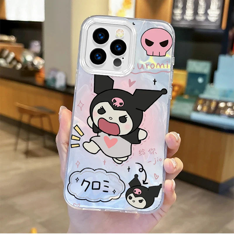 Cute Kuromi Cartoon Feather Yarn Phone Case