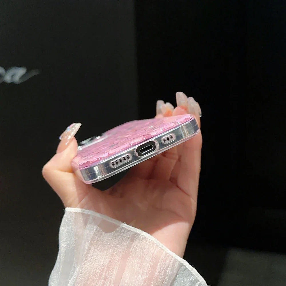 Pink Love Sequin Paillette Phone Case